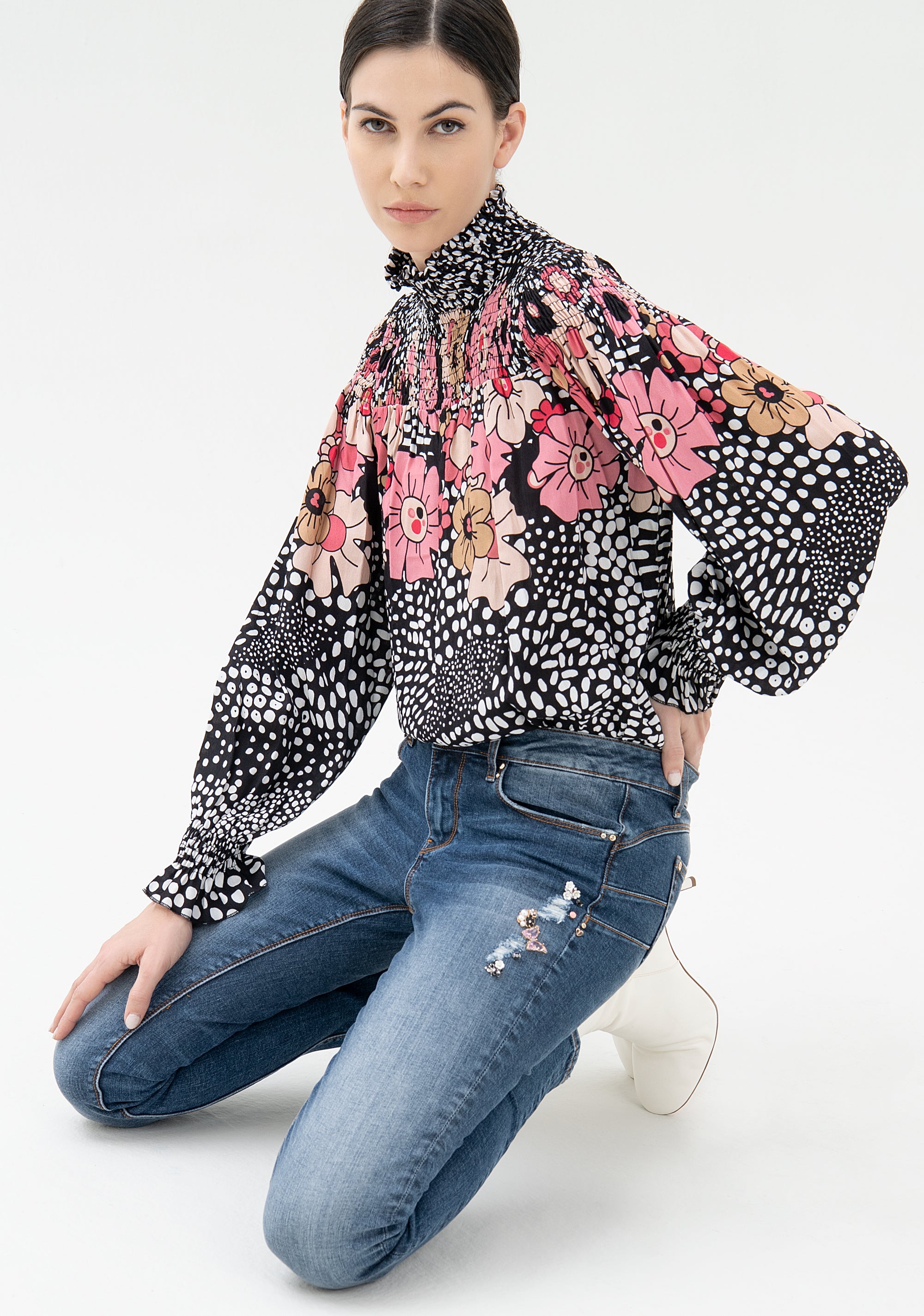 Jeans skinny effetto push up in denim con lavaggio medio-FRACOMINA-FR21WV1001D409N7