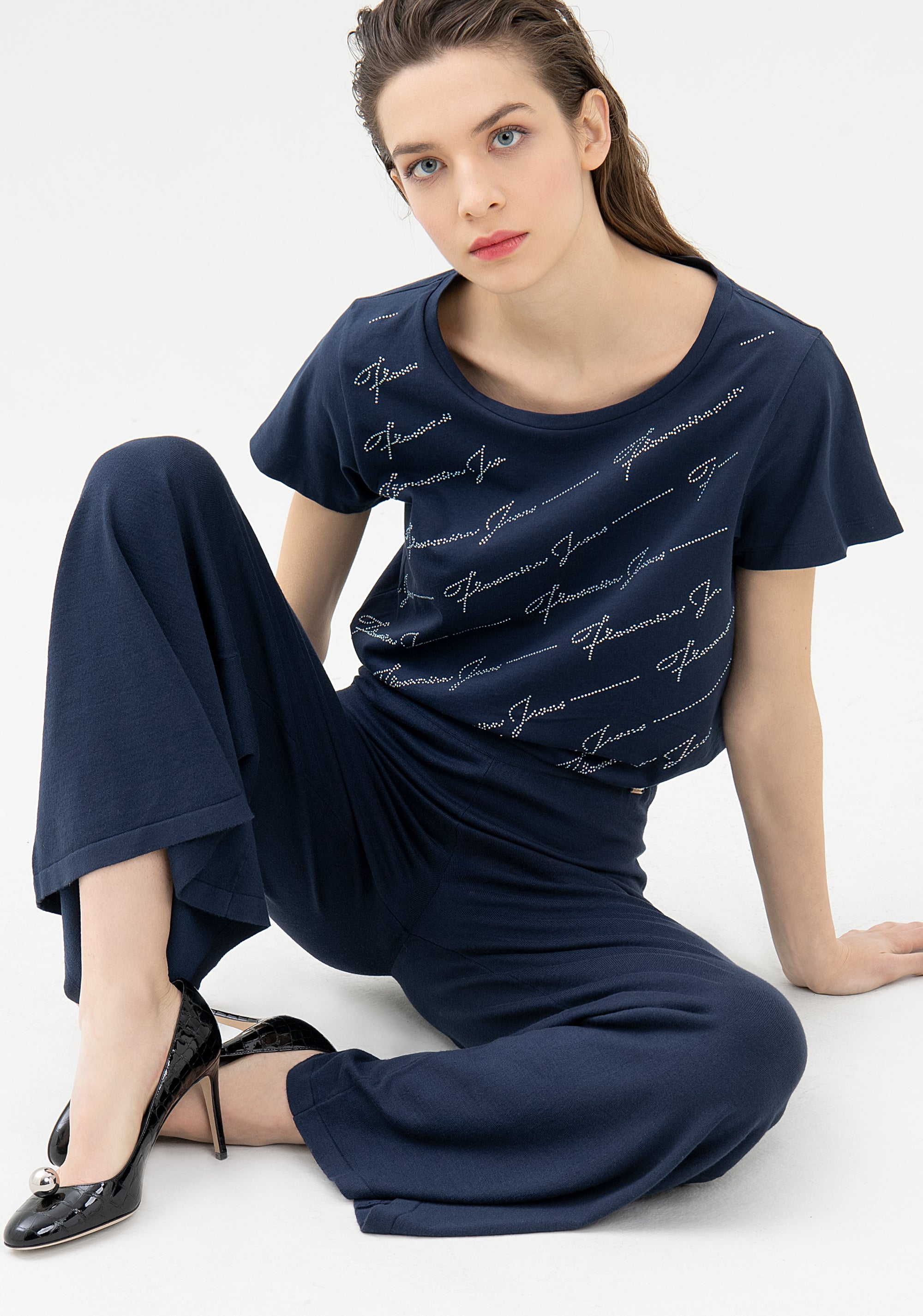 Pantalone flare in maglia