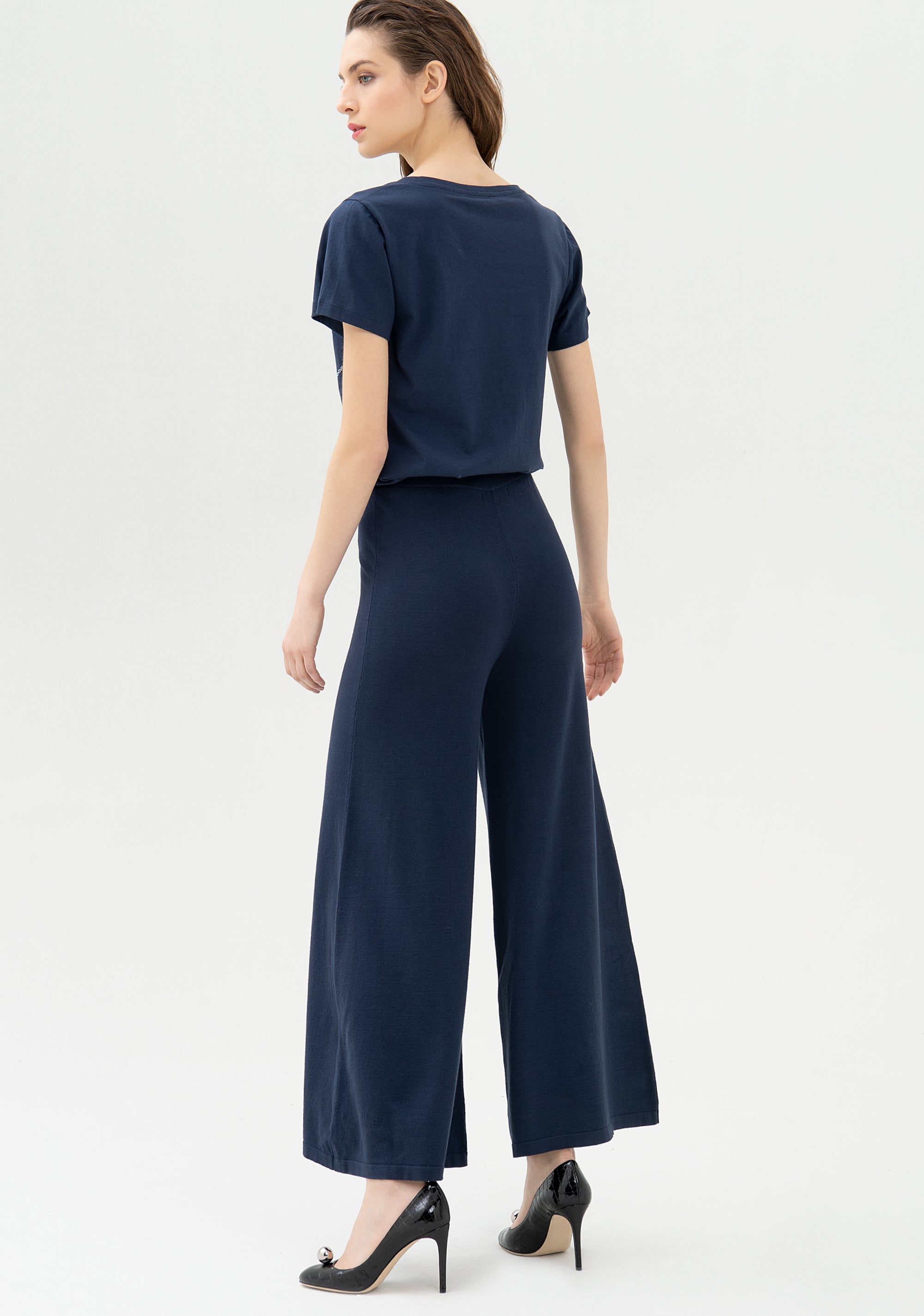 Pantalone flare in maglia