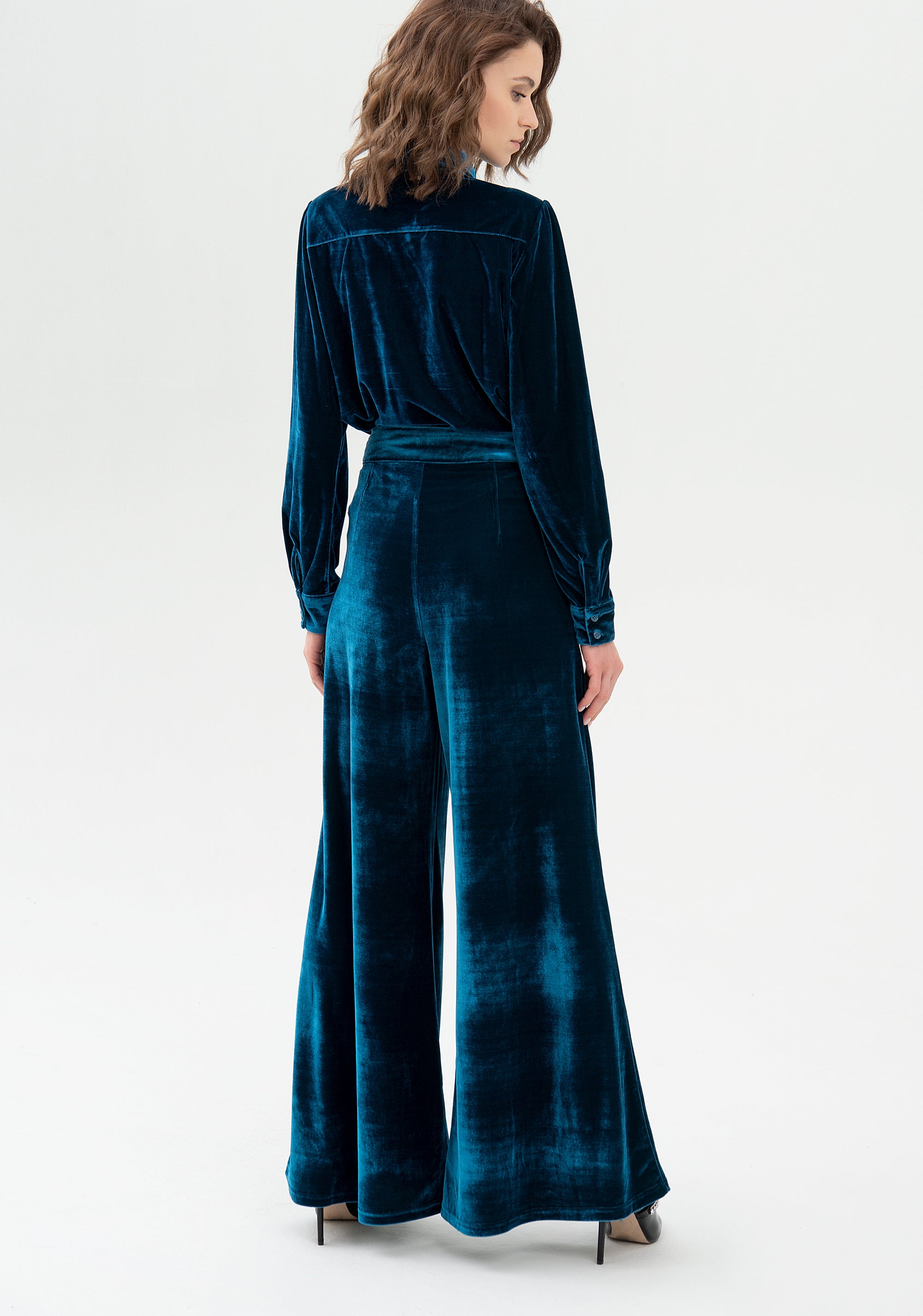 Pantalone palazzo ampio in velluto