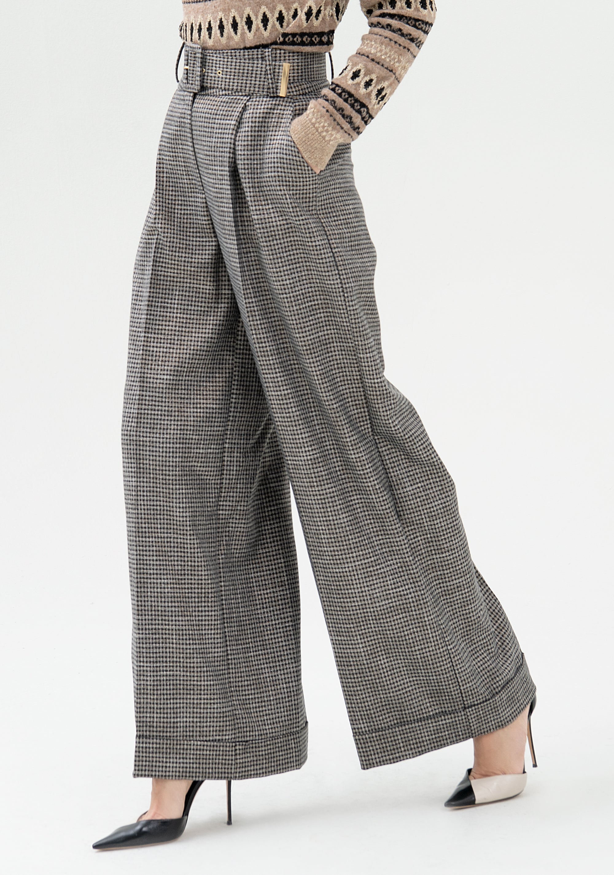 Pantalone palazzo ampio in tweed-FRACOMINA-FR21WV3012W45995