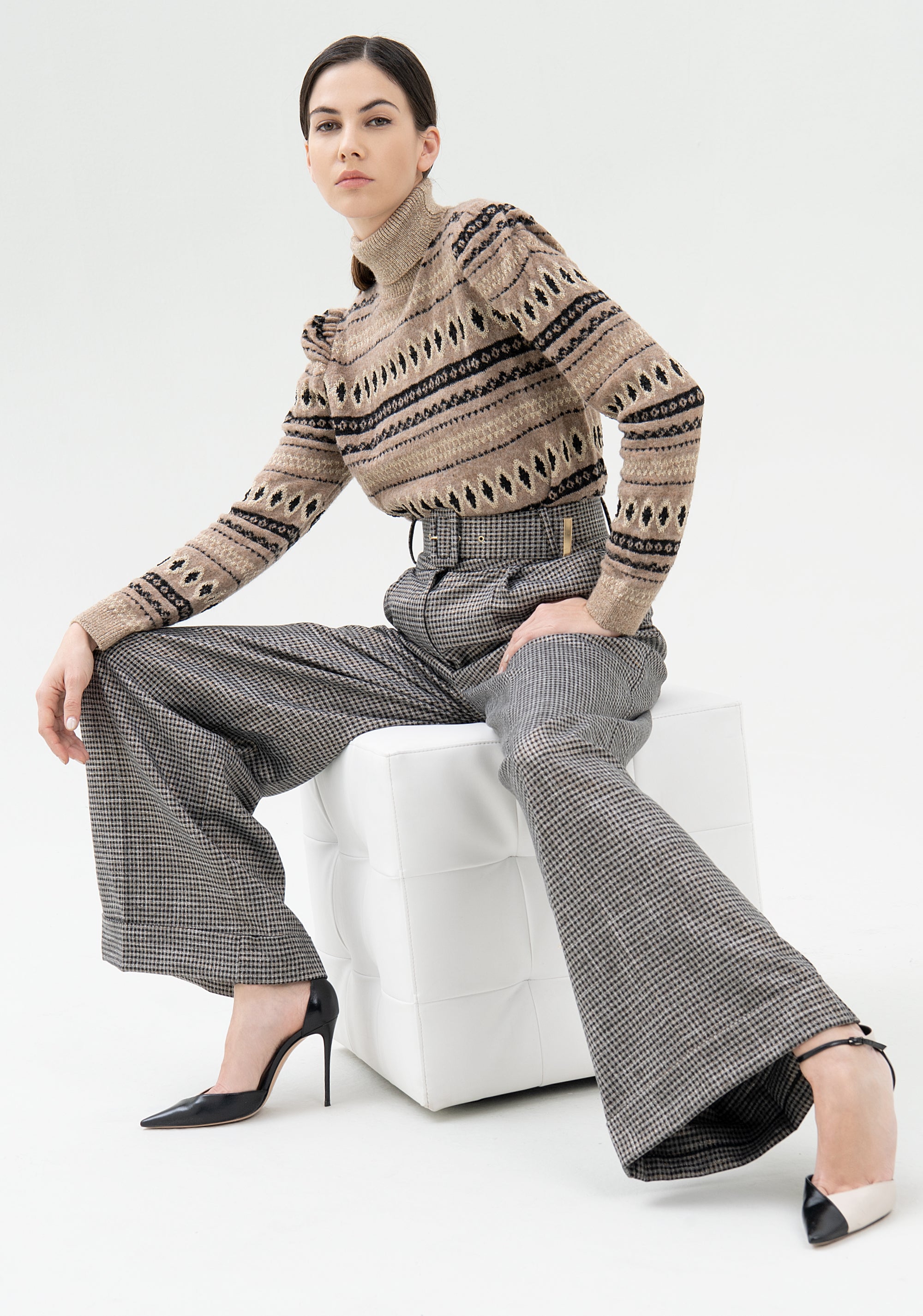 Pantalone palazzo ampio in tweed-FRACOMINA-FR21WV3012W45995