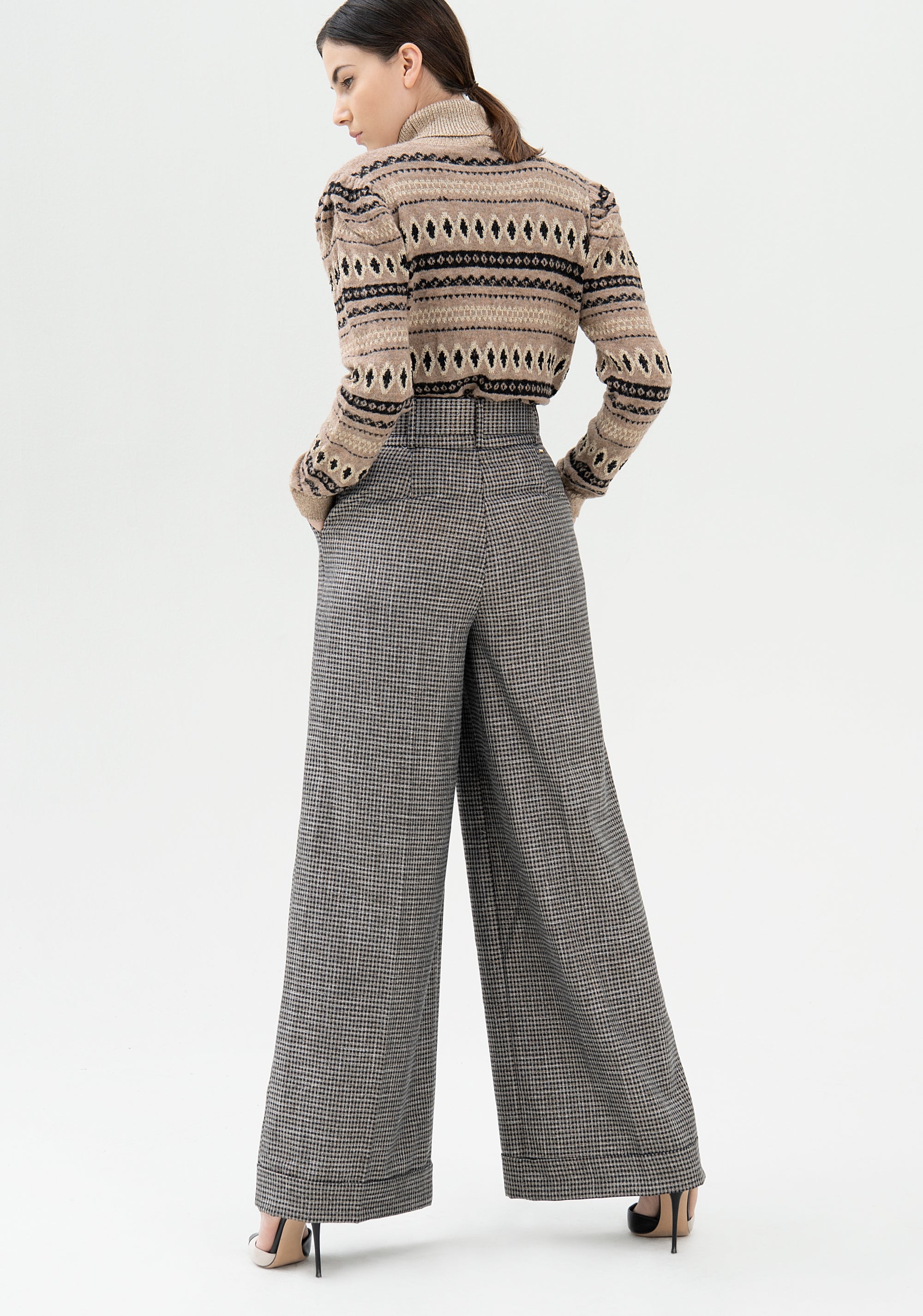 Pantalone palazzo ampio in tweed-FRACOMINA-FR21WV3012W45995