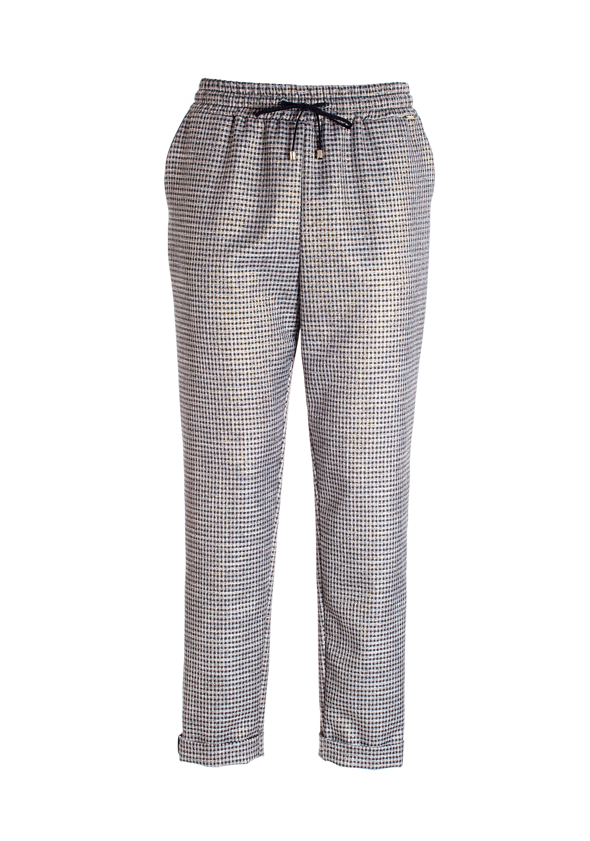 Pantalone jogger regular in tessuto pied de poule-FRACOMINA-FR21WV4006W45995