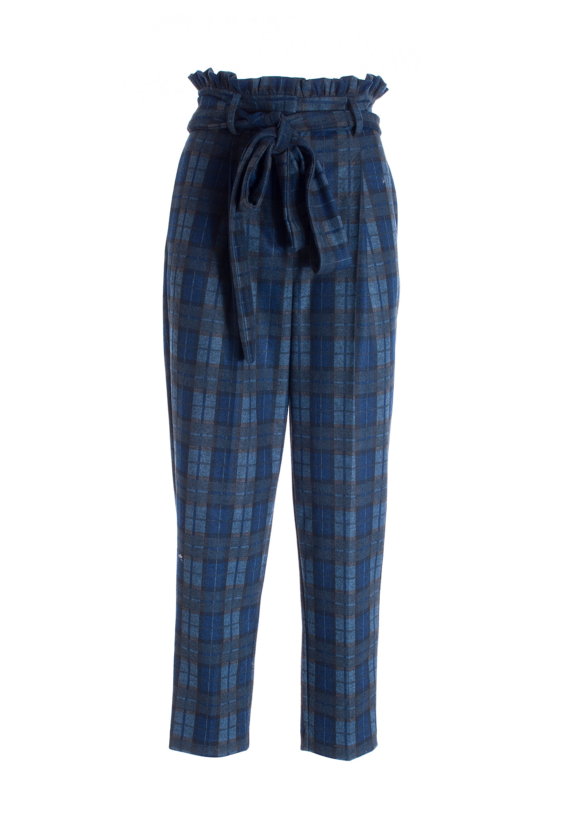 Pantalone carrot paper bag in tartan