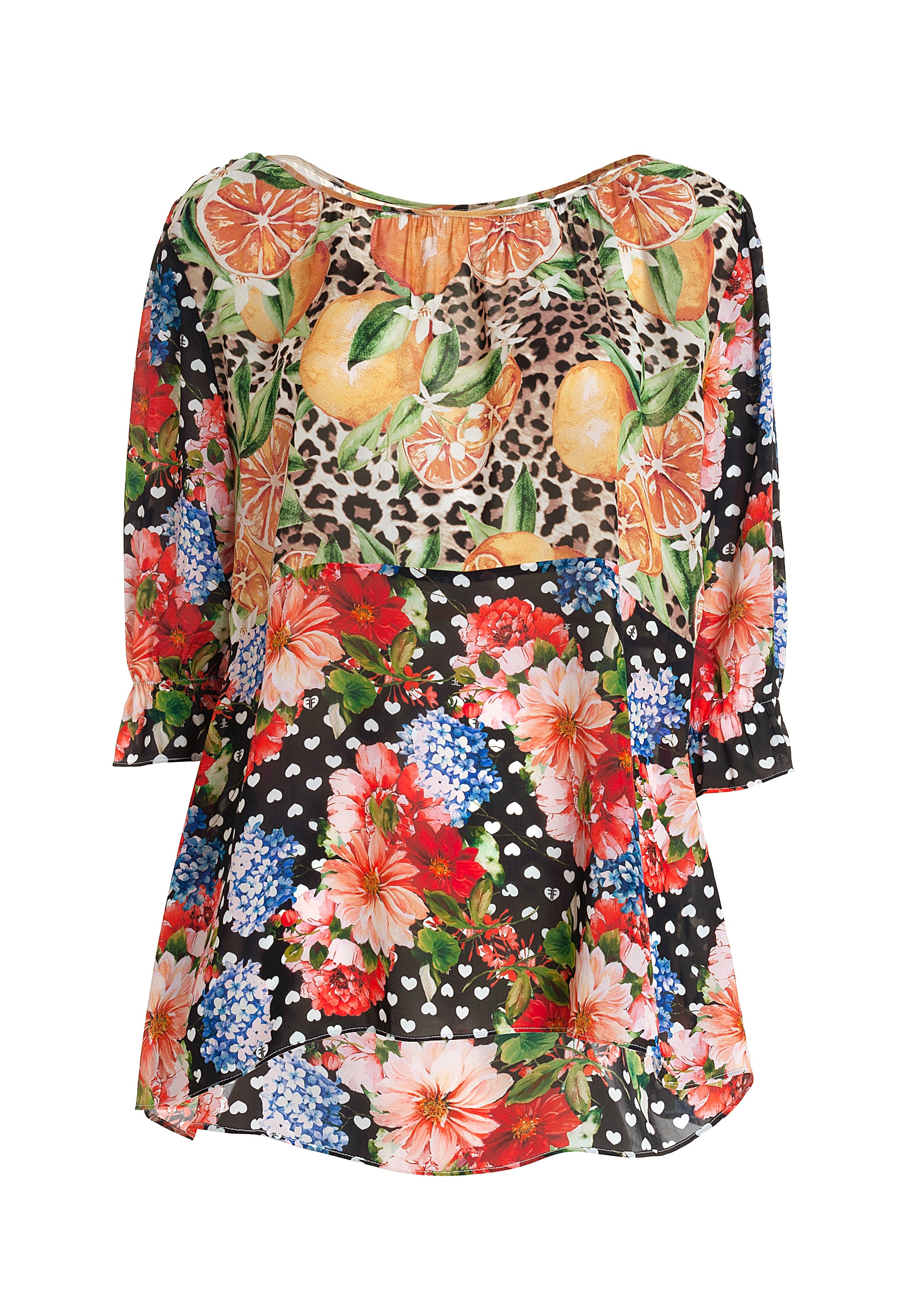 Blusa ampia con fantasia multicolor