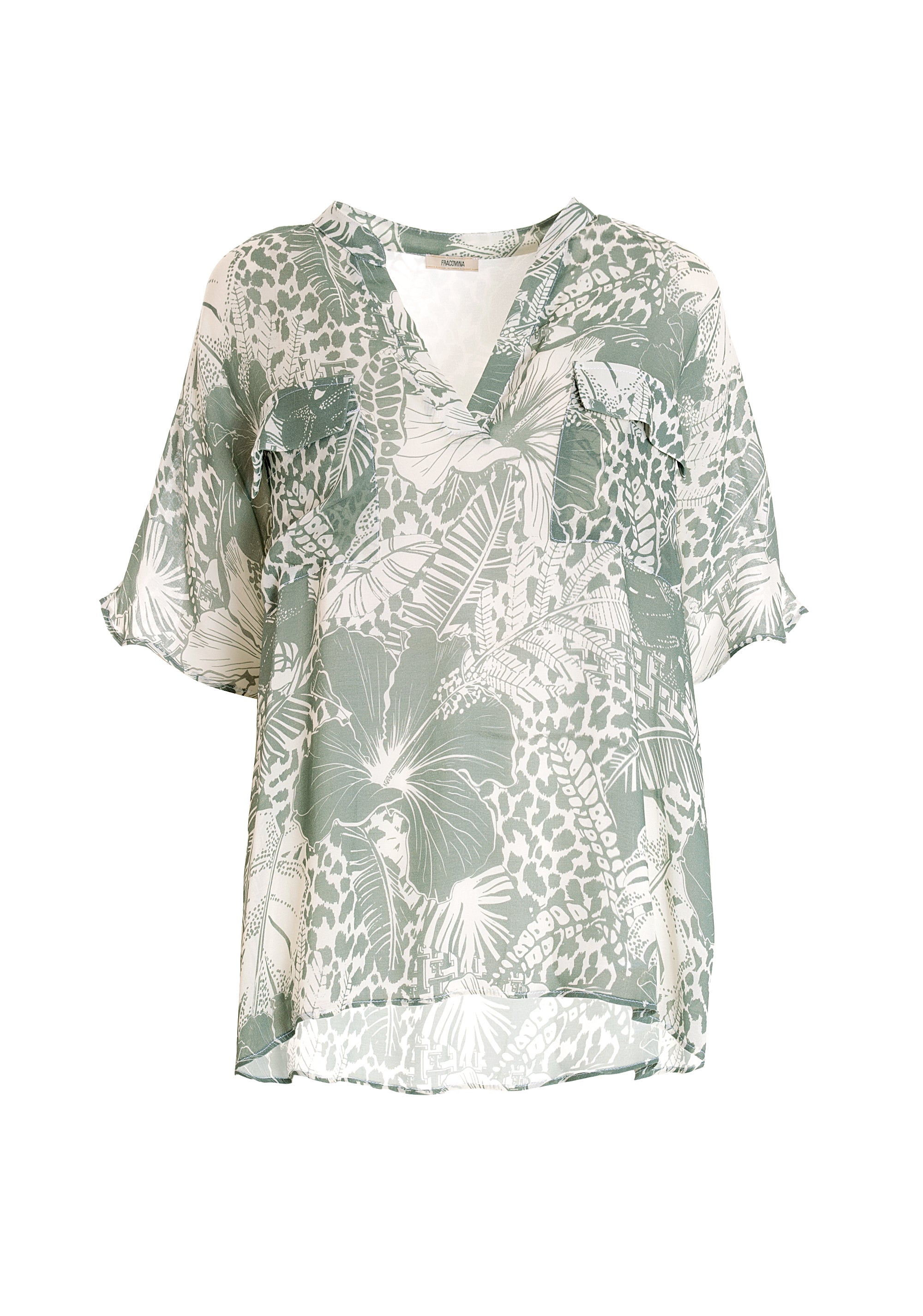 Blusa over in viscosa con fantasia floreale