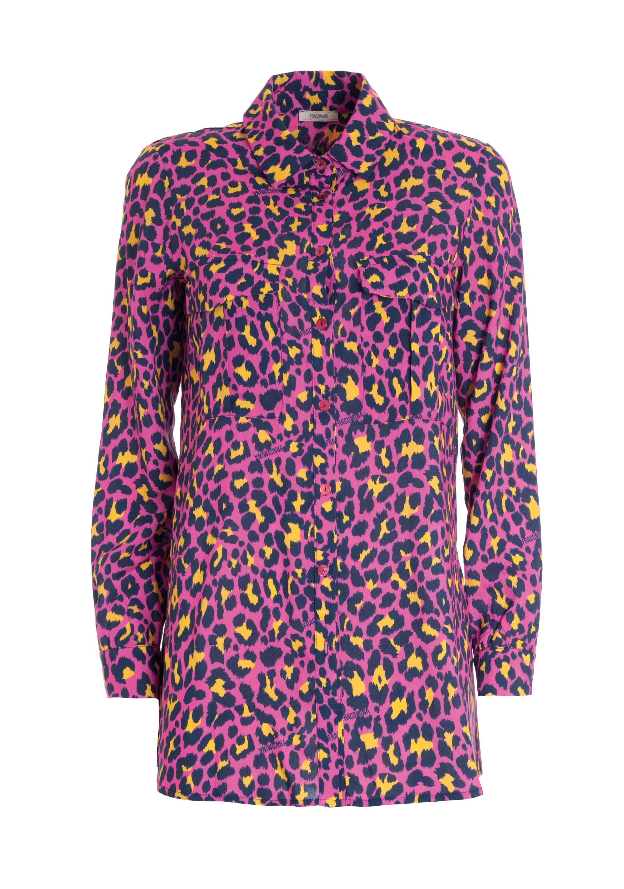 Camicia over lunga in fantasia animalier multicolor