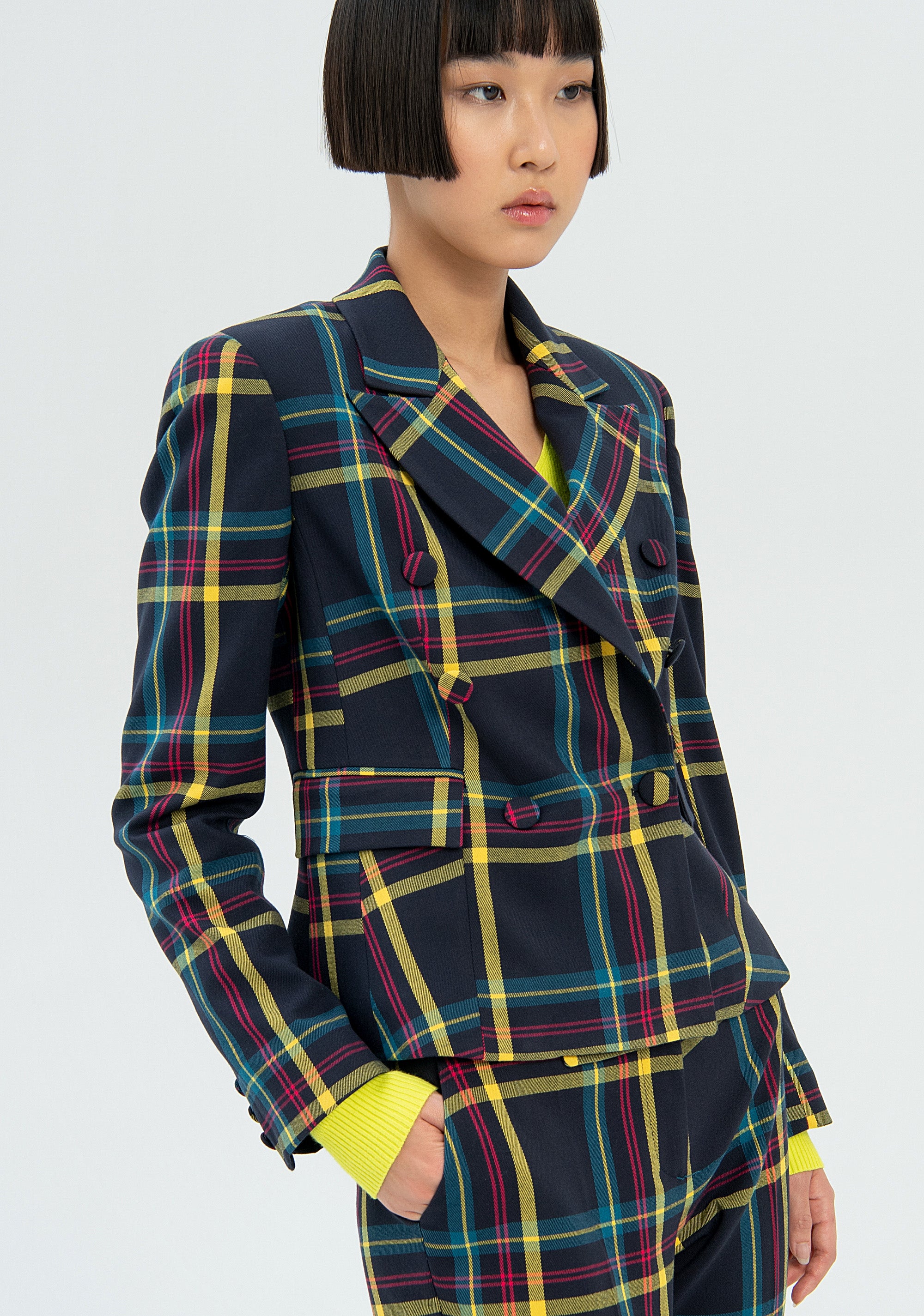 Blazer regular doppio petto in tartan-FRACOMINA-FR22WJ2005W575O2-210-FA-XS