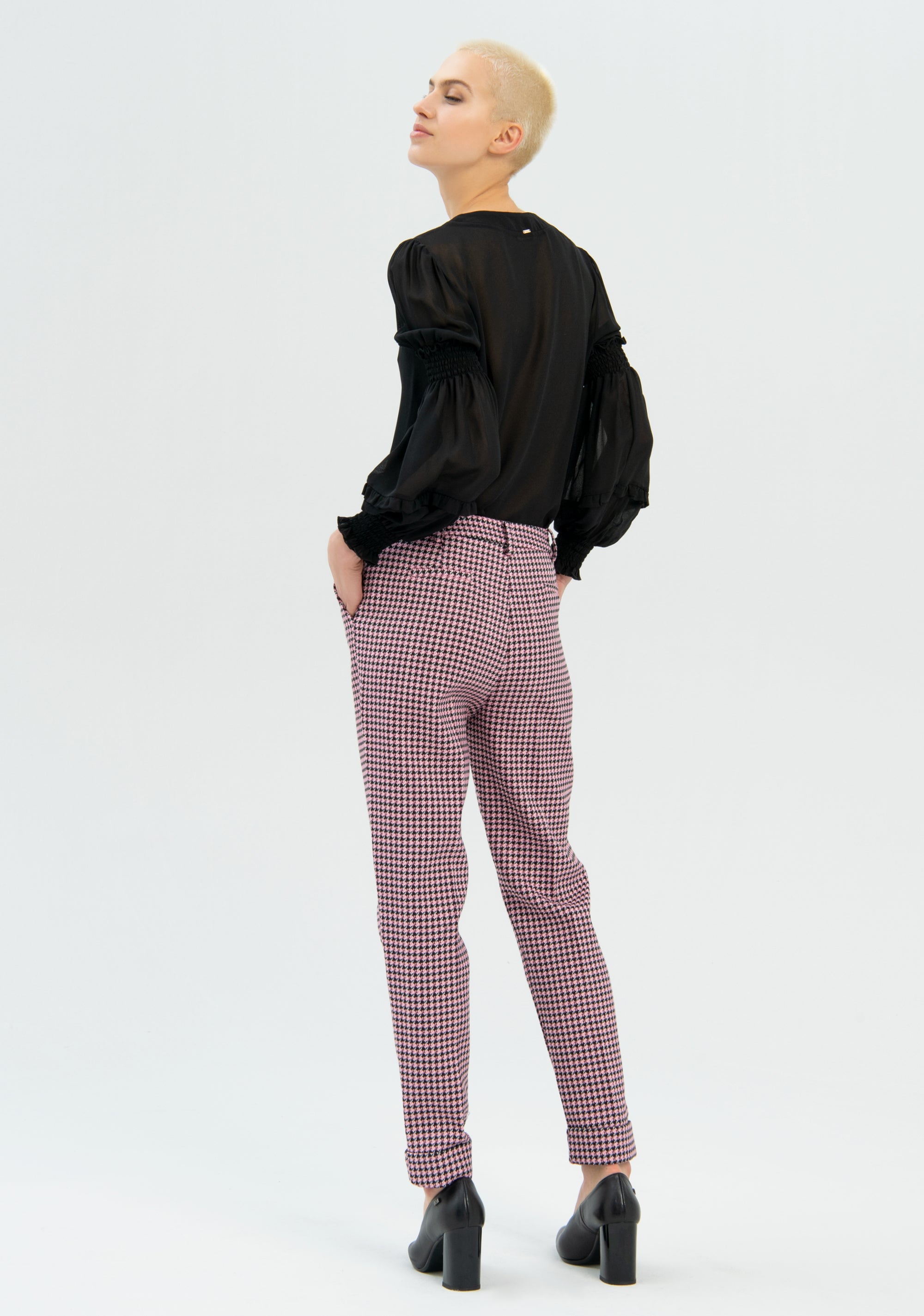 Pantalone chino regular in fantasia pied de poule-FRACOMINA-FR22WV4011W57201-665-FP-36