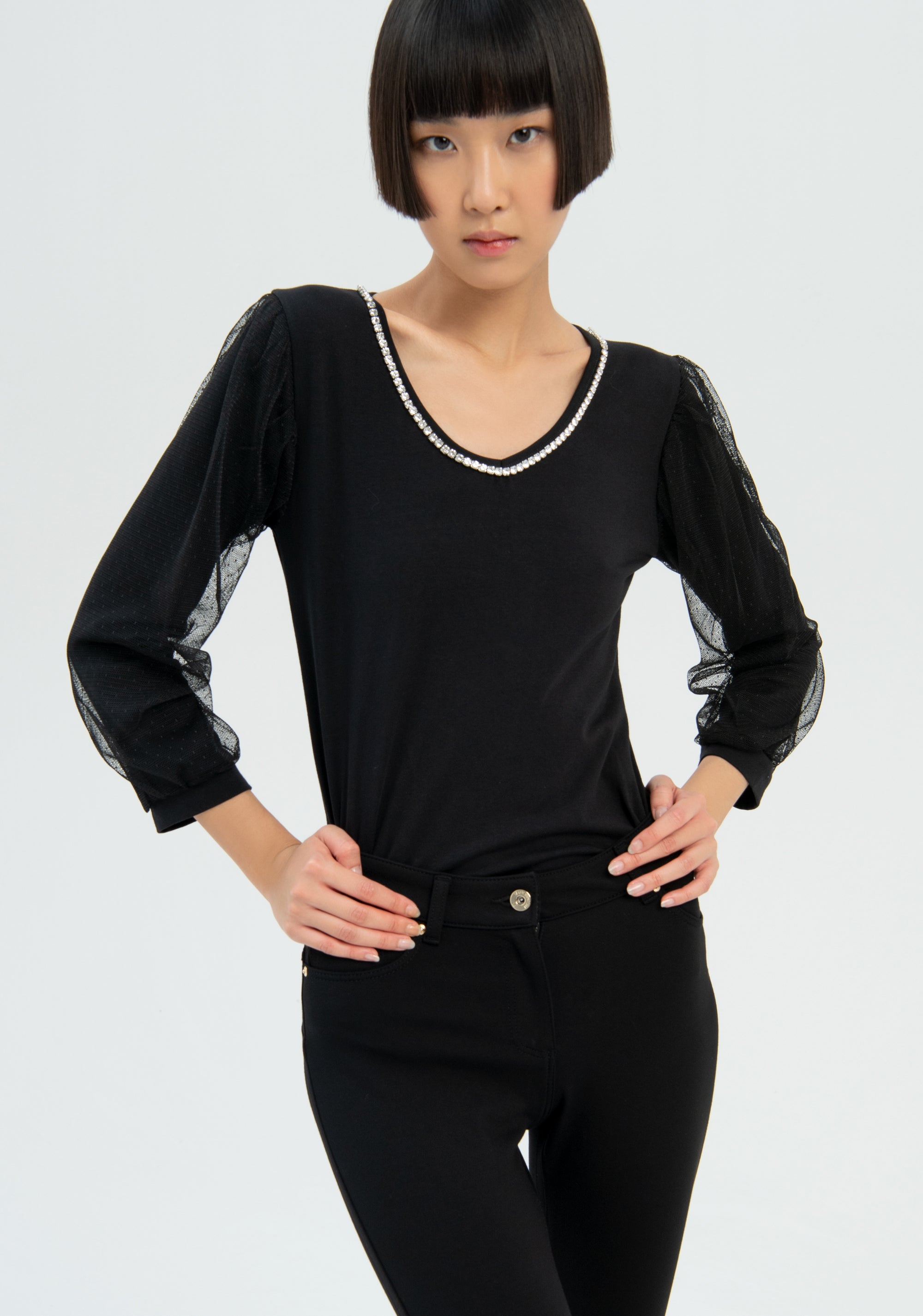 Jeans slim effetto perfect shape in tessuto stretch-FRACOMINA-FR22WV8023W49701-053-JN-24