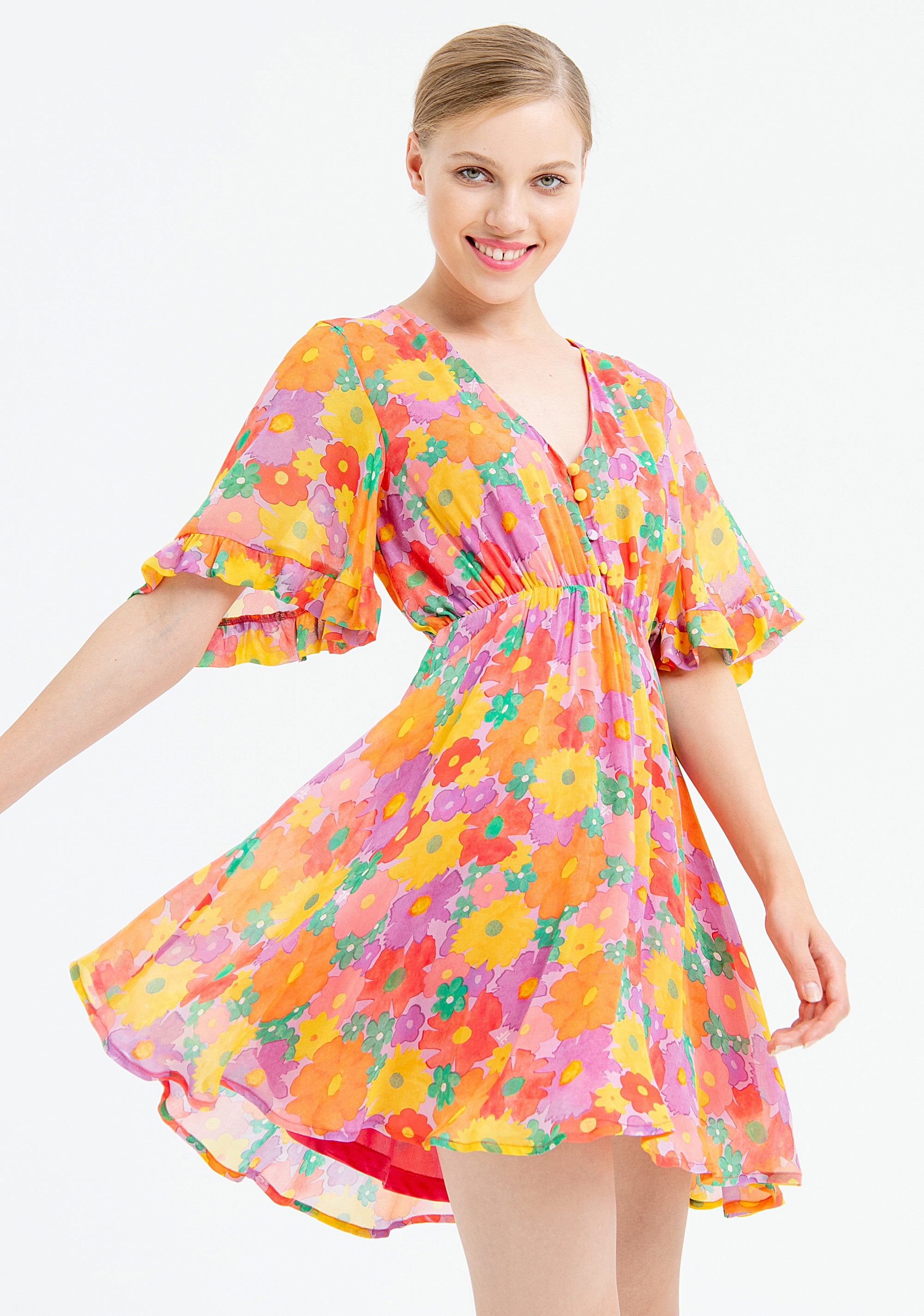 Abito regular mini in fantasia floreale