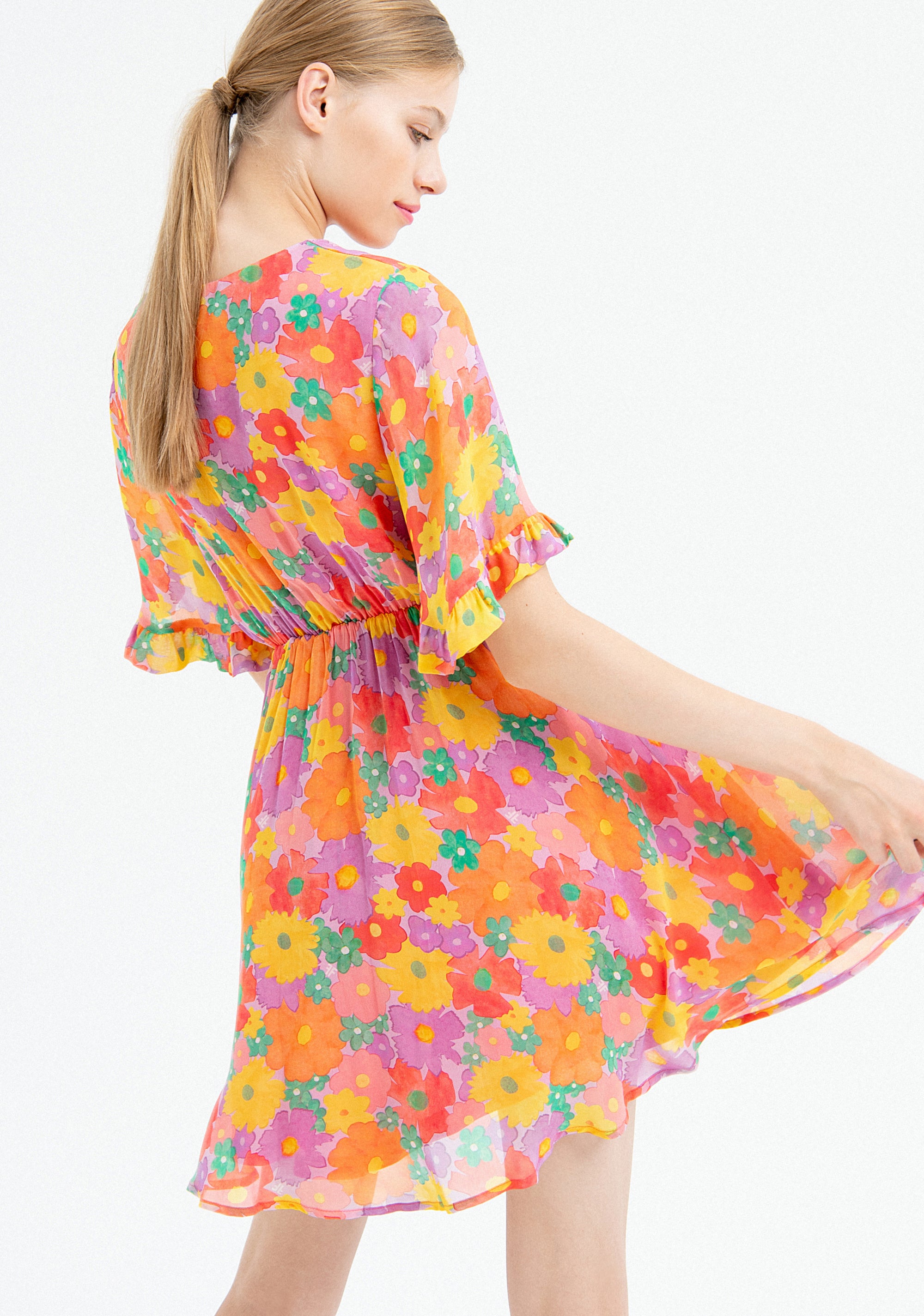 Abito regular mini in fantasia floreale