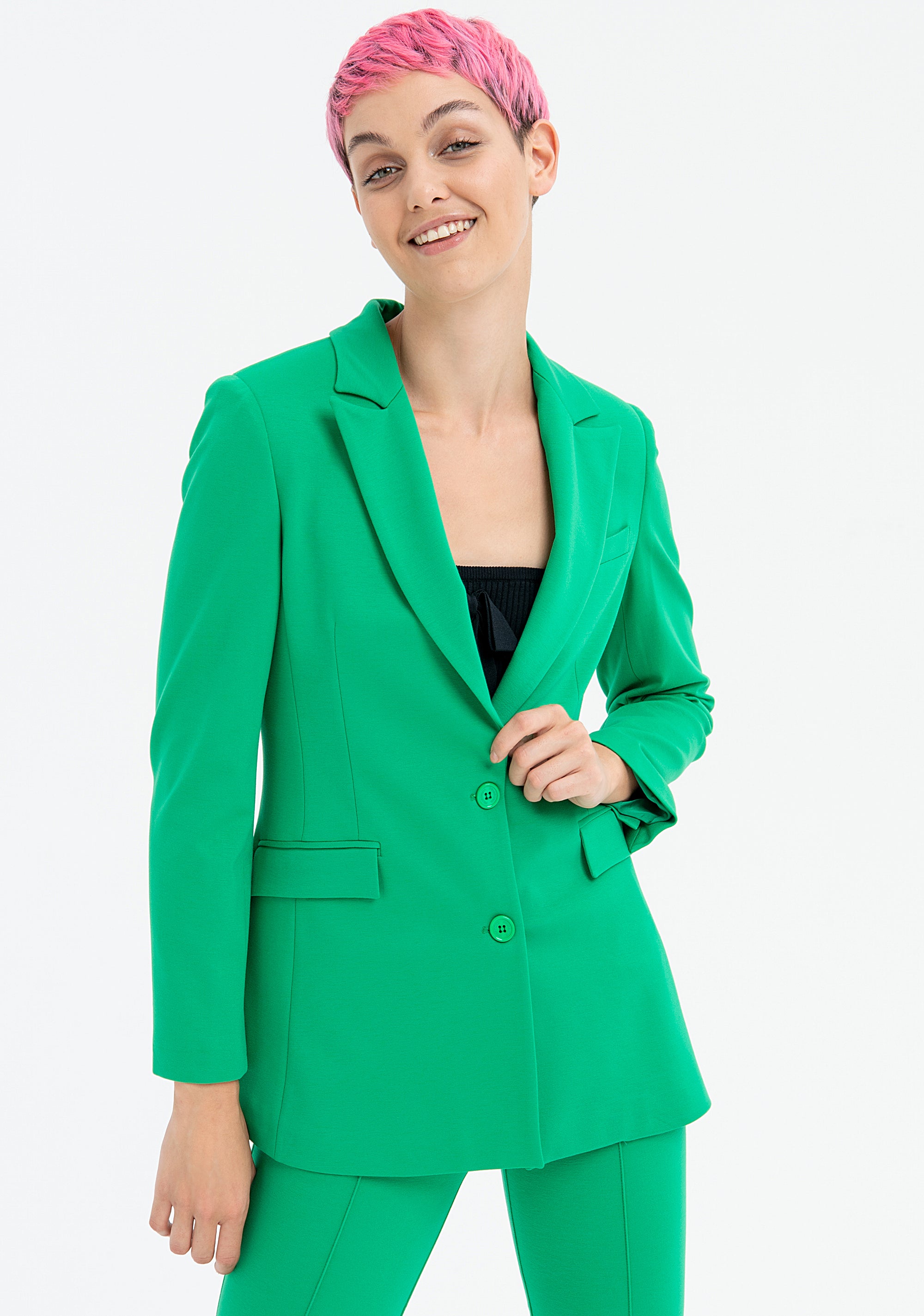 KAFFE Blazer Donna Monopetto Con Risvolto A Tacca | Slim Fit, Lunghezza Fianchi | 68% Poliestere, 28% Viscosa - Foto 5