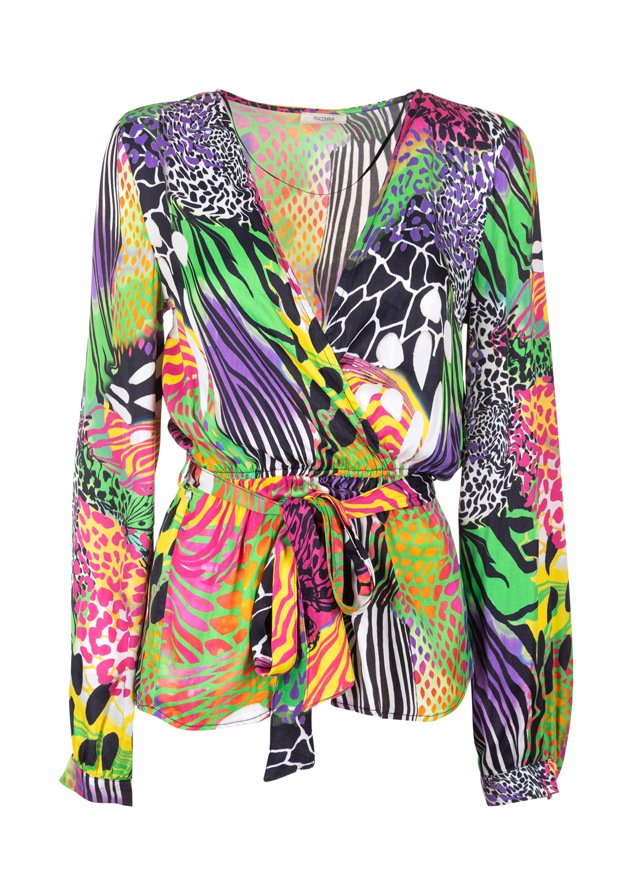 Blusa regular a portafoglio in fantasia animalier