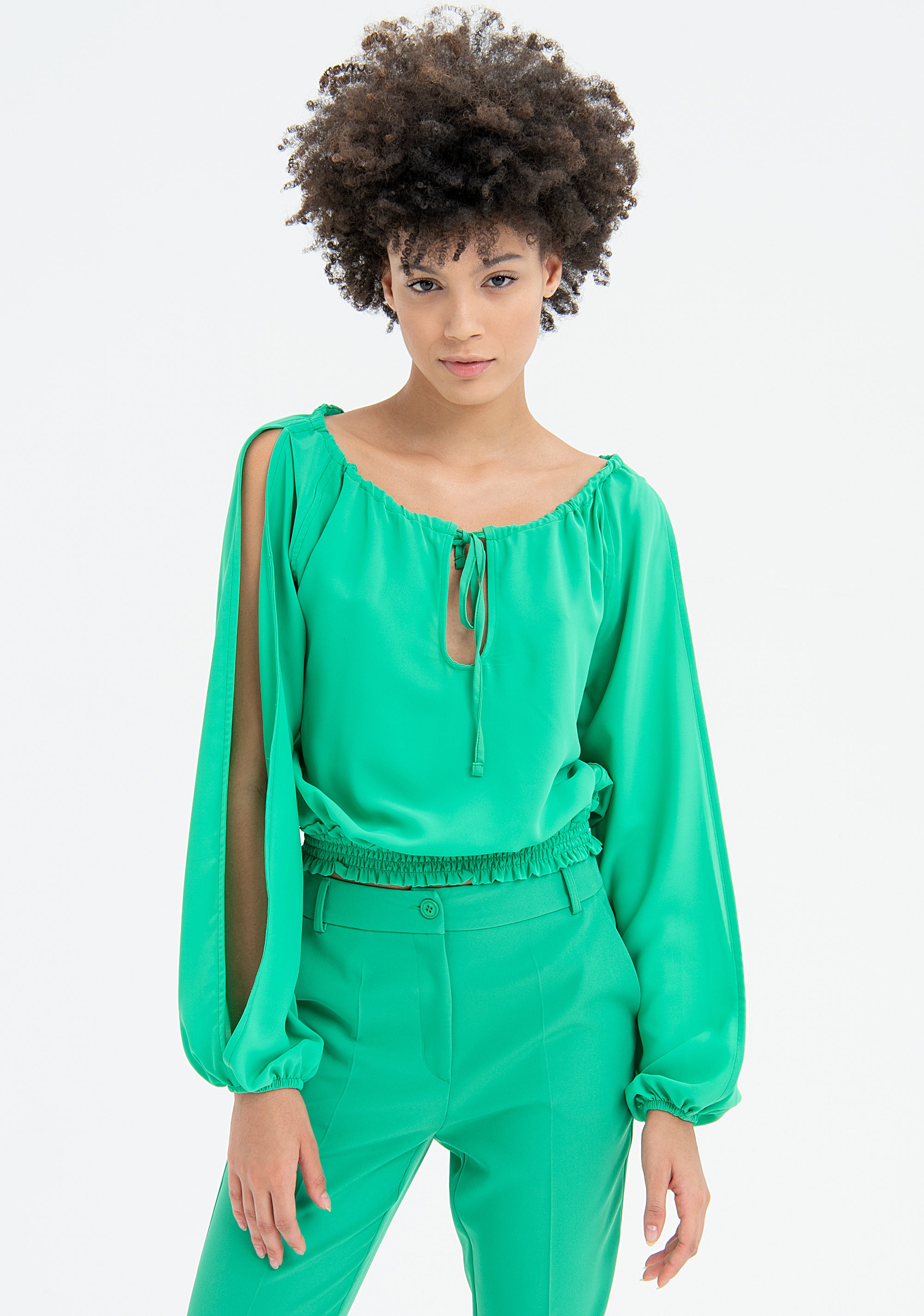 Blusa ampia in crèpe de chine