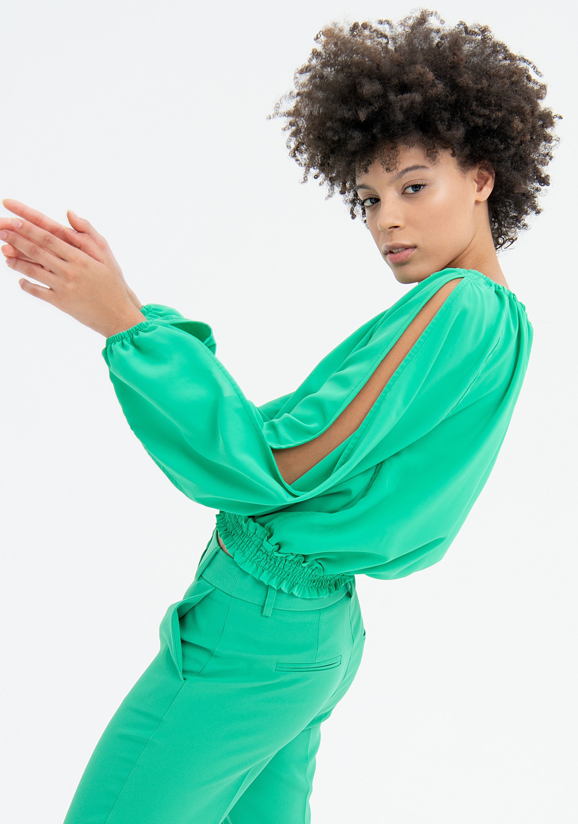 Blusa ampia in crèpe de chine