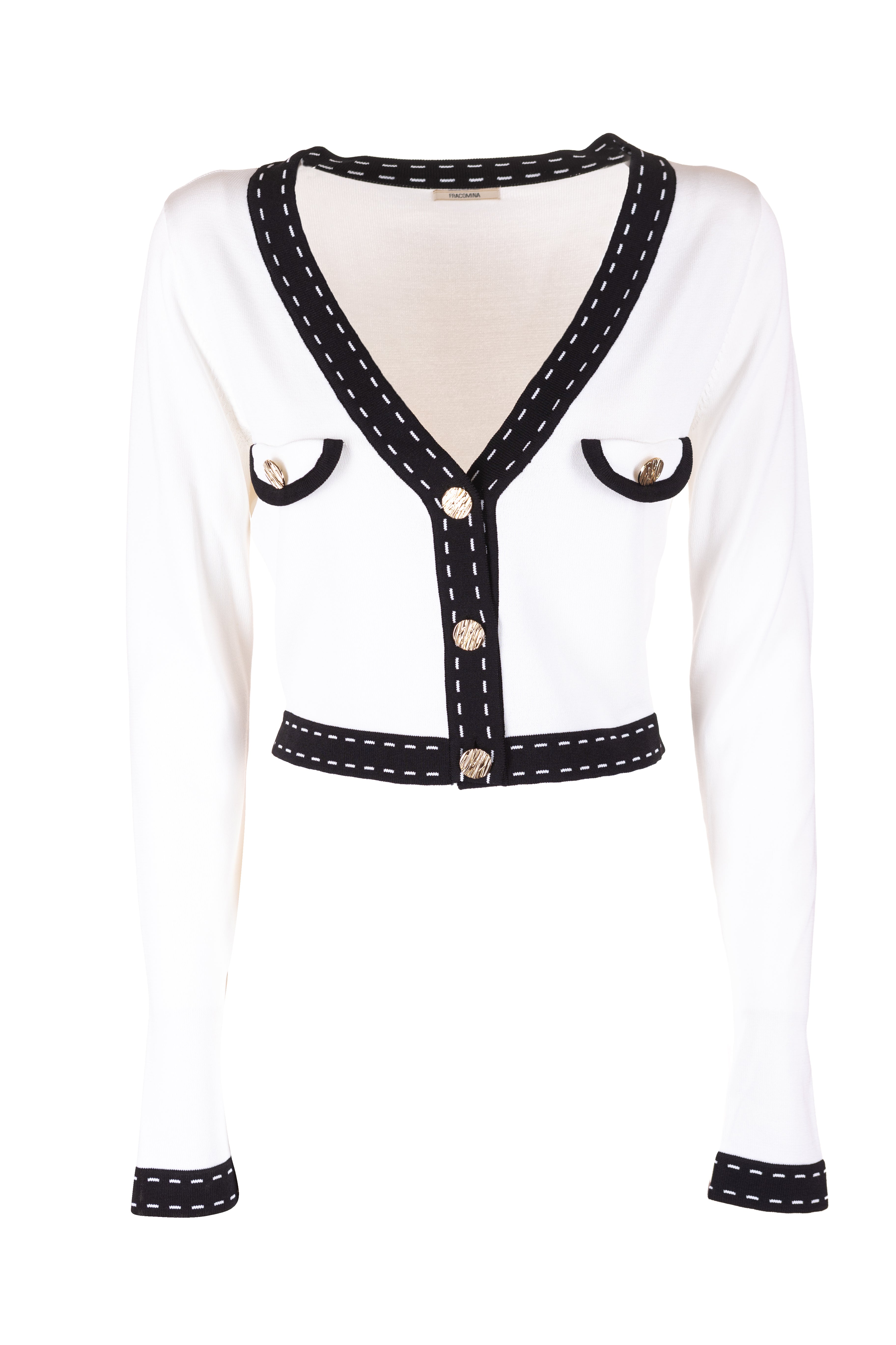 Cardigan cropped con scollo a V