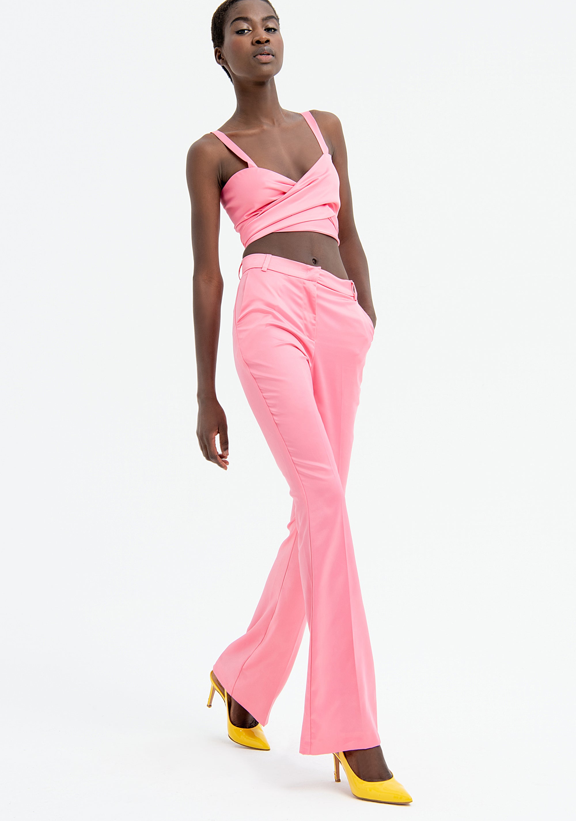 Pantalone bootcut in raso