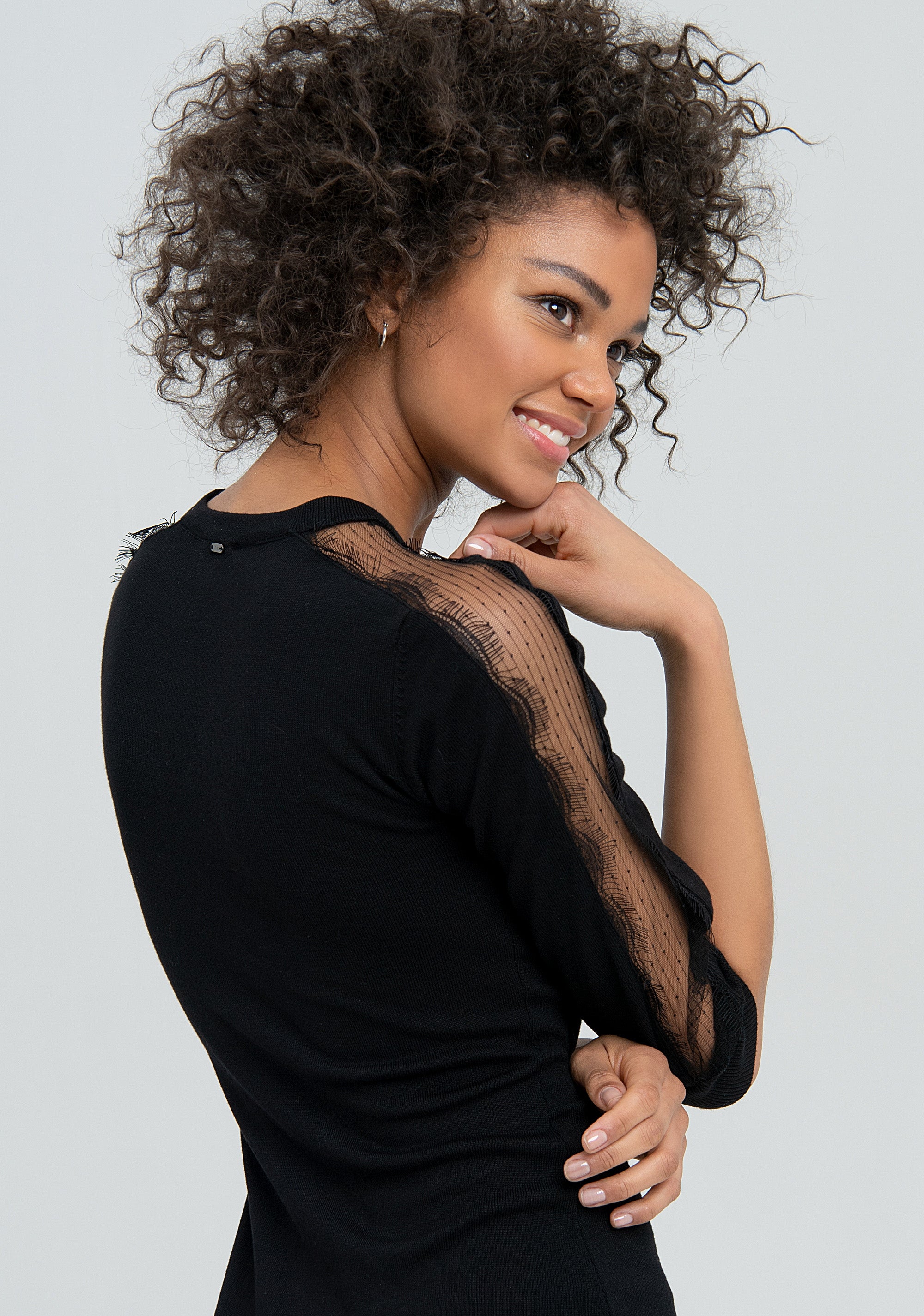 Abito slim mini in maglia con inserti in pizzo-FRACOMINA-FS22WD5010K42101-053-FA-XS