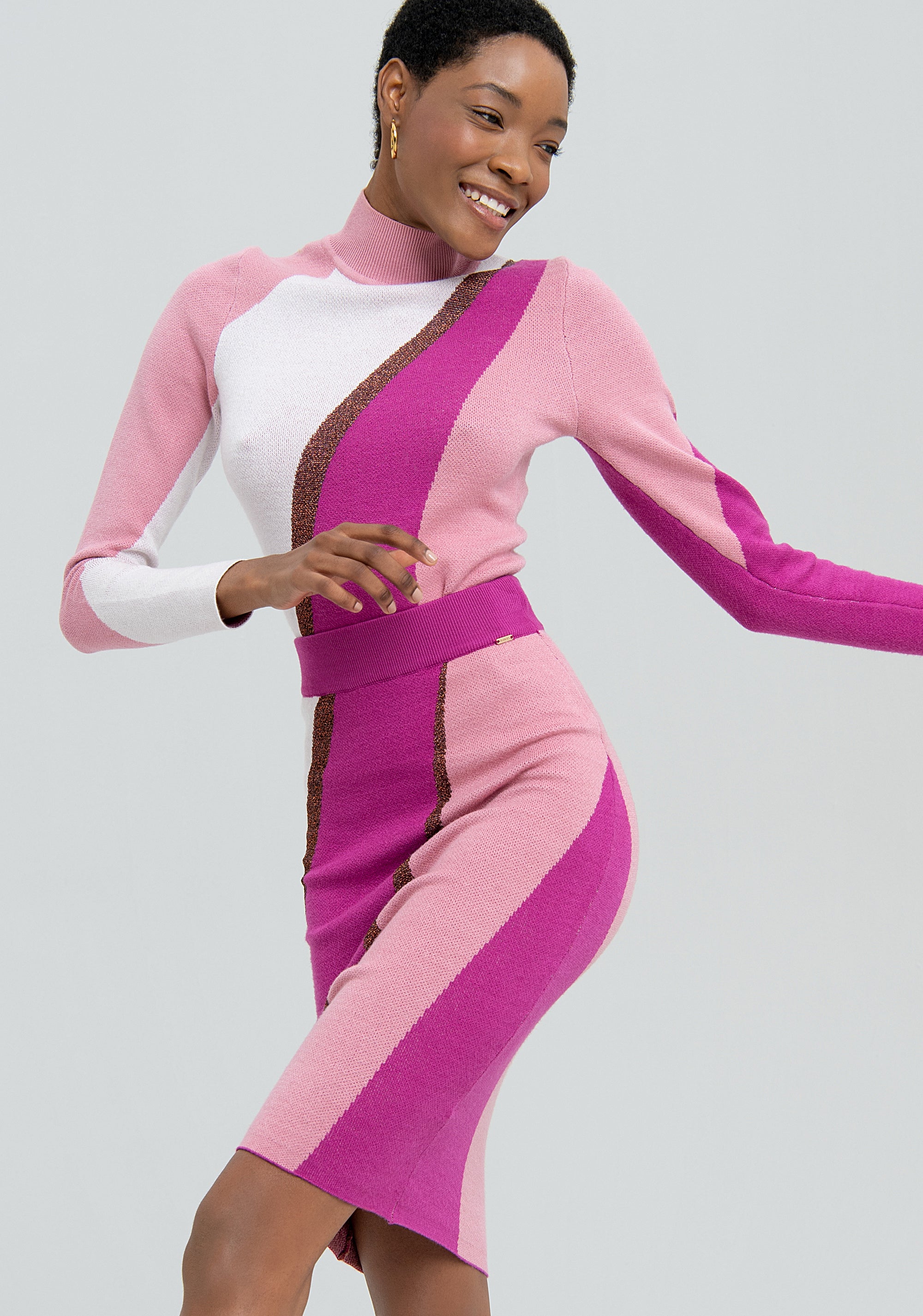 Gonna a tubino slim mini in maglia a trecce