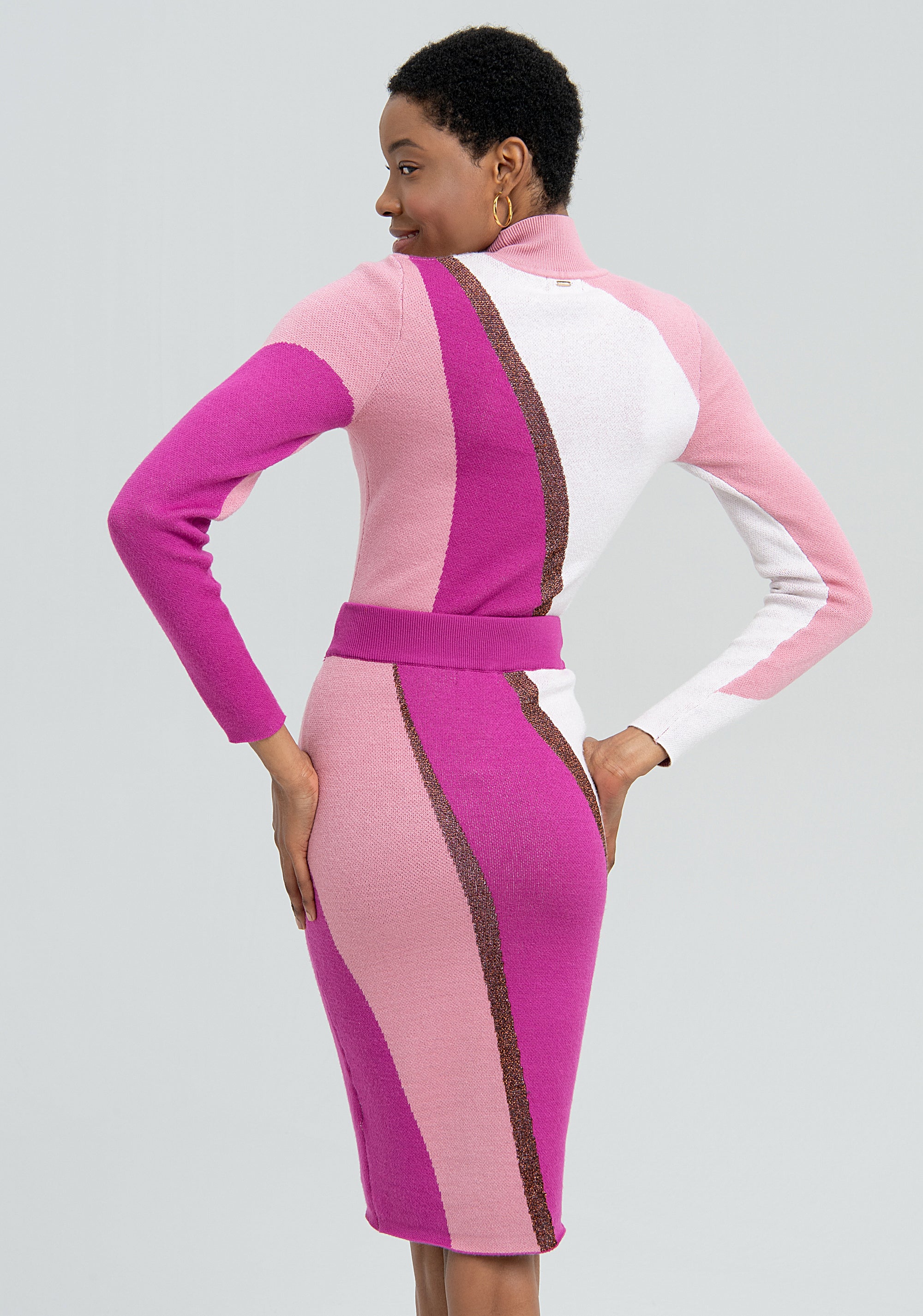 Gonna a tubino slim mini in maglia a trecce