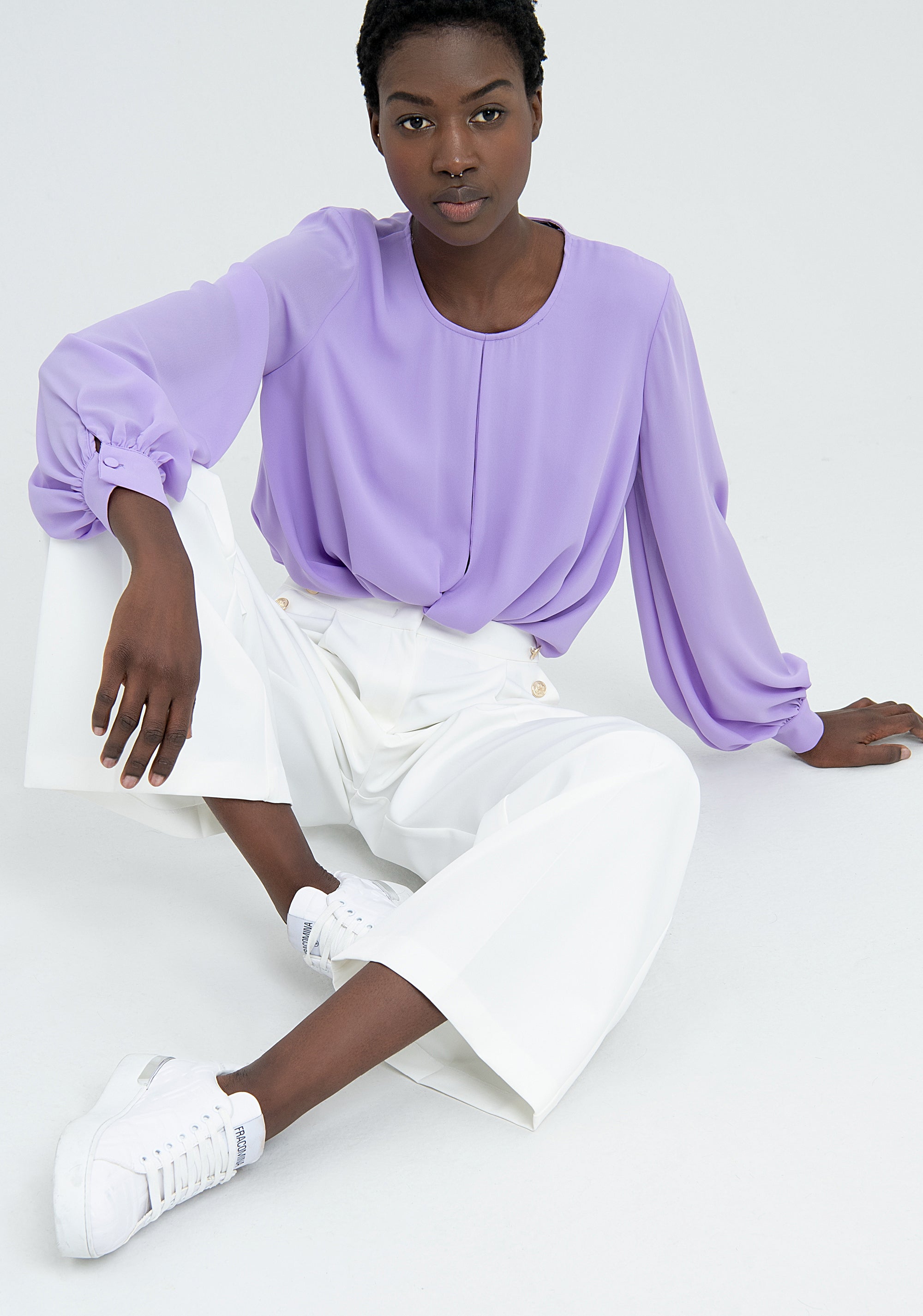 Blusa ampia in georgette-FRACOMINA-FS22WT1001W41201-I89-FA-XS