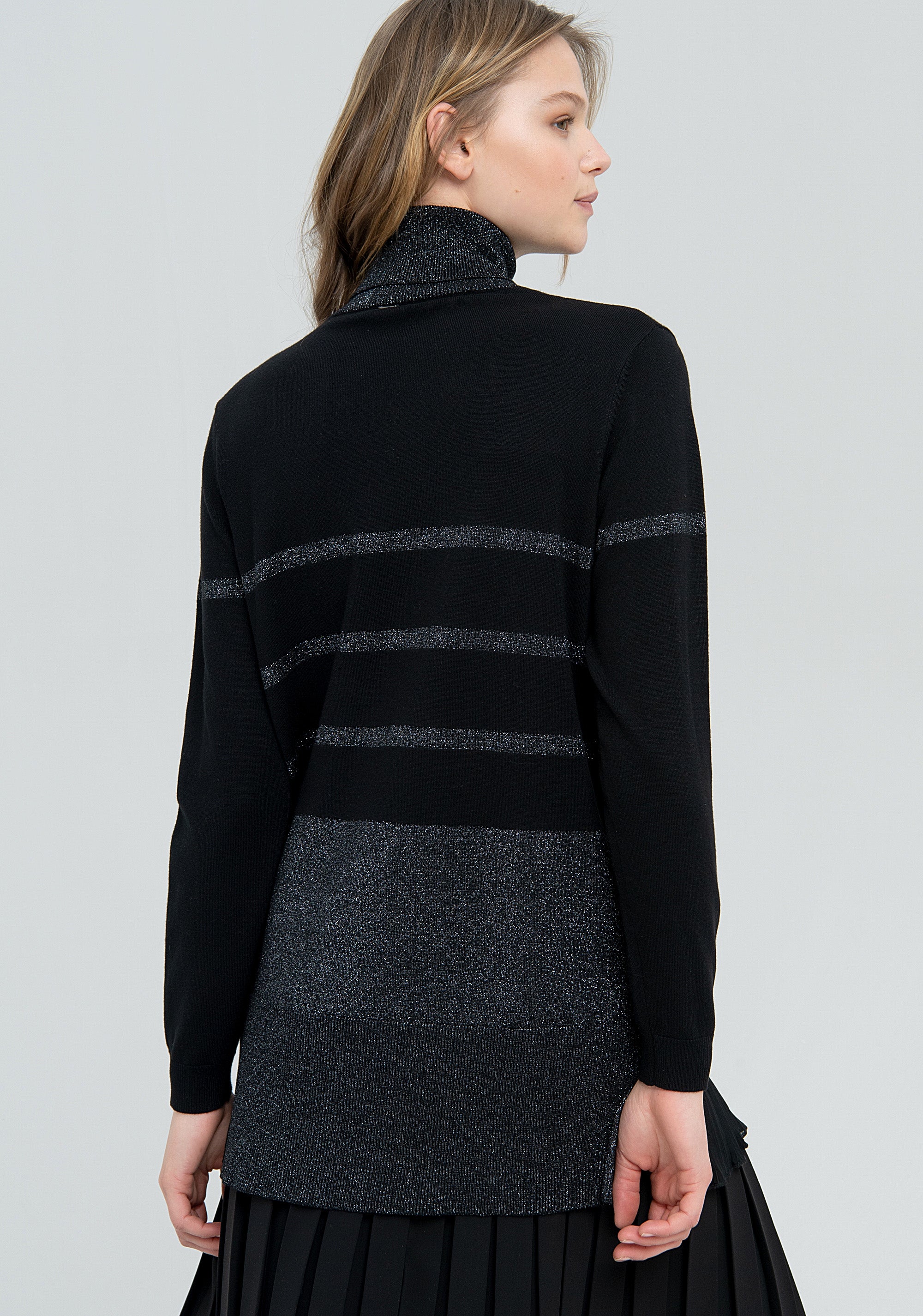 Maglia regular lunga in fantasia righe con lurex