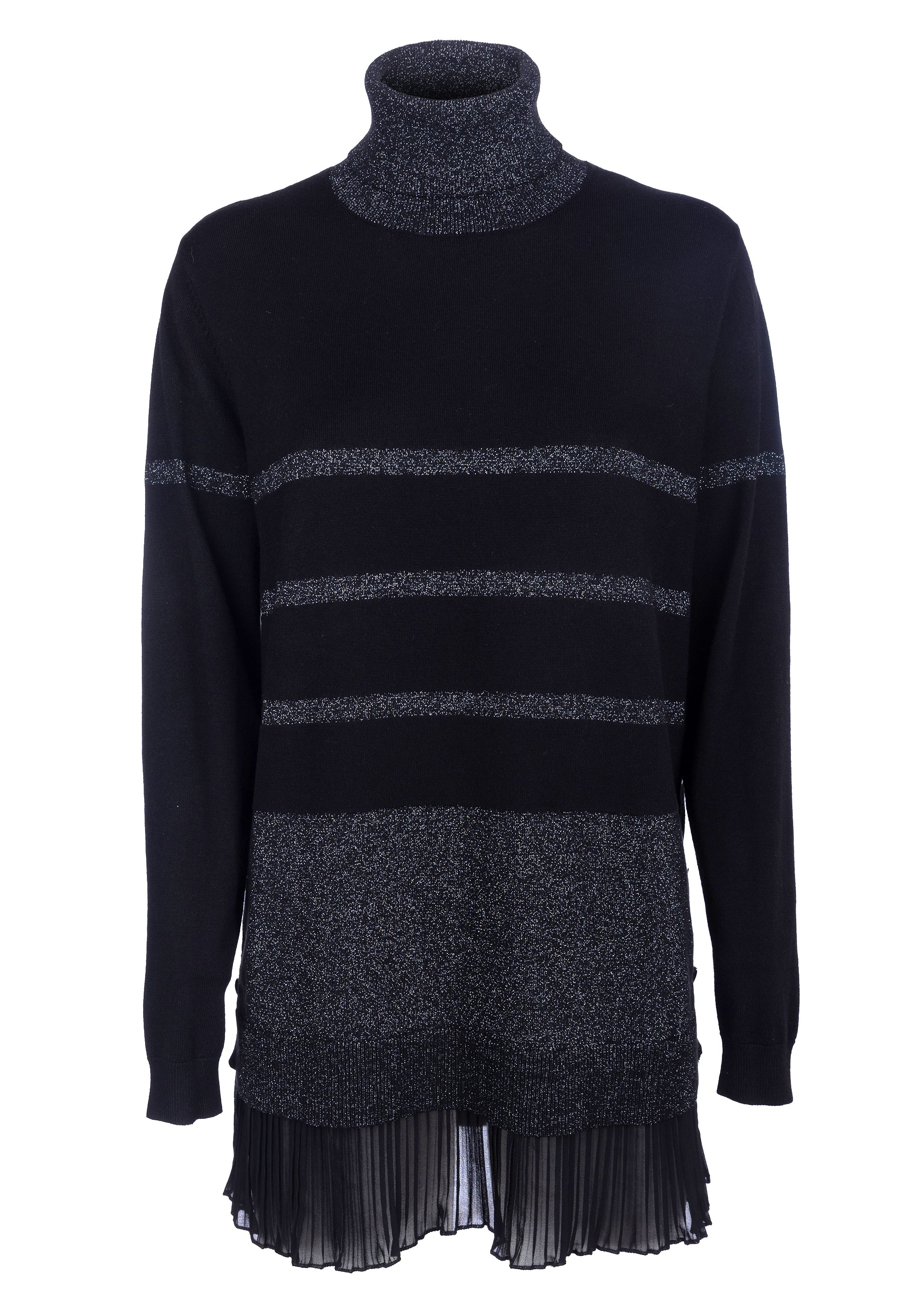 Maglia regular lunga in fantasia righe con lurex