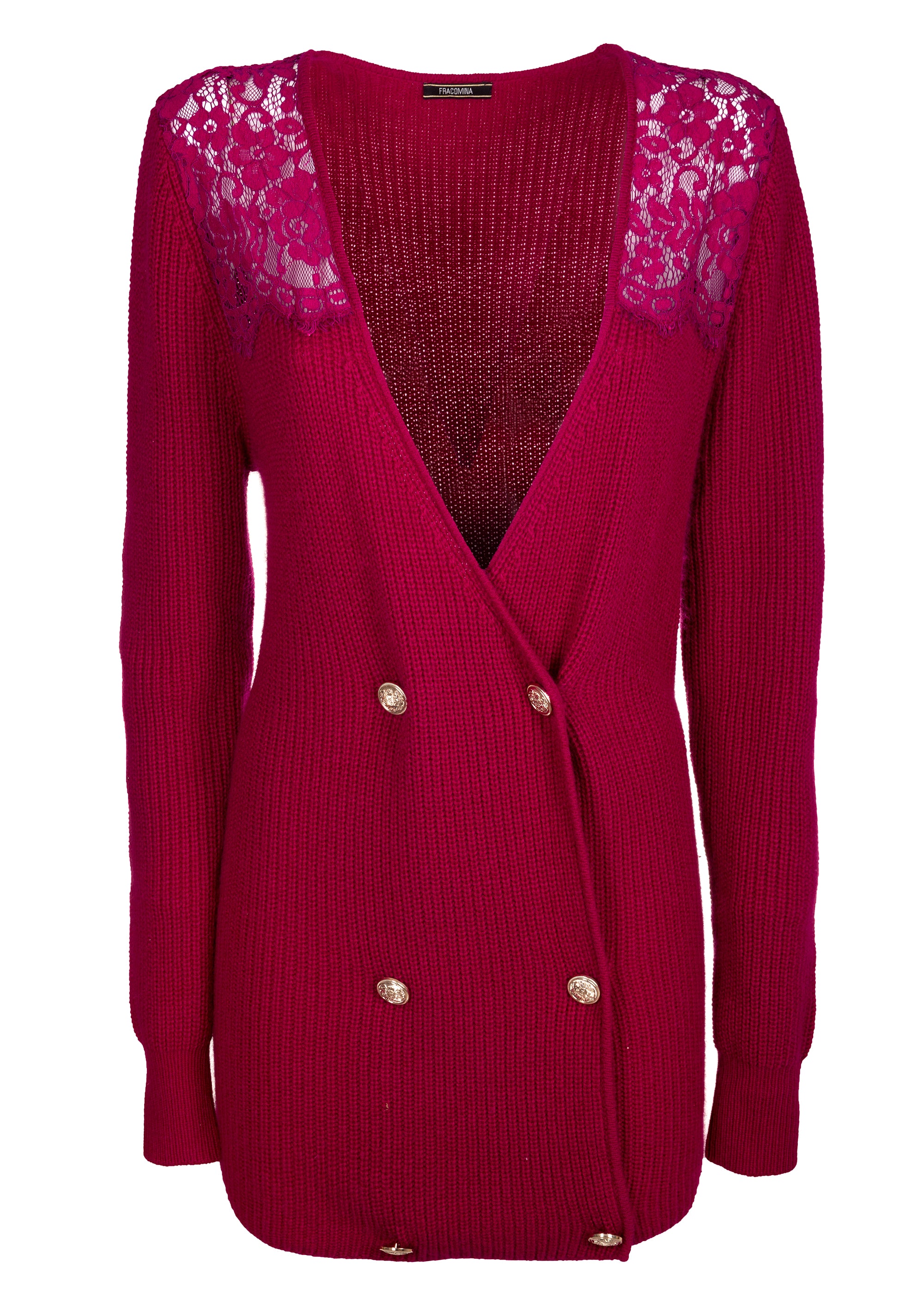 Cardigan regular lungo con inserti in pizzo