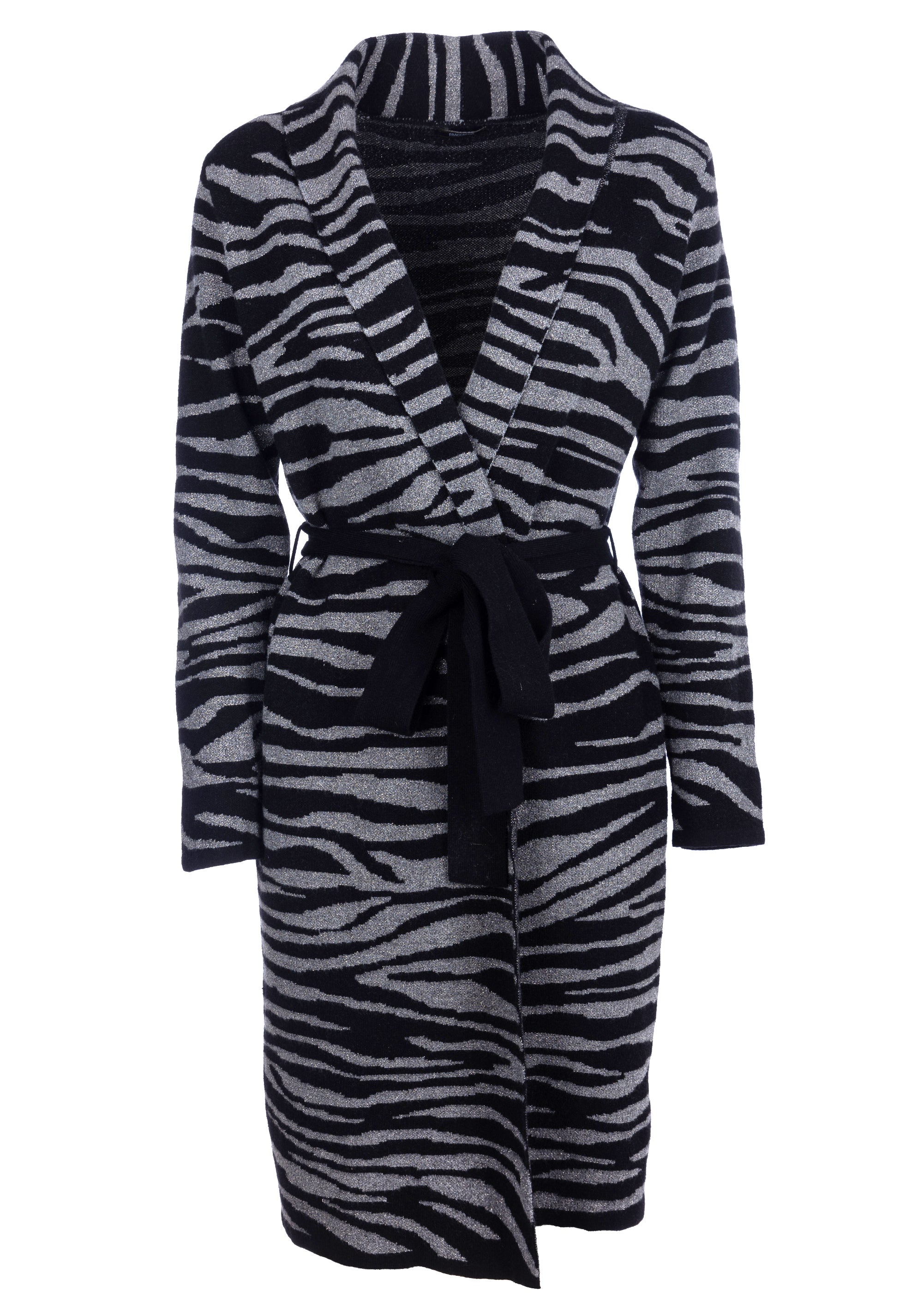 Cardigan regular lungo in jacquard animalier