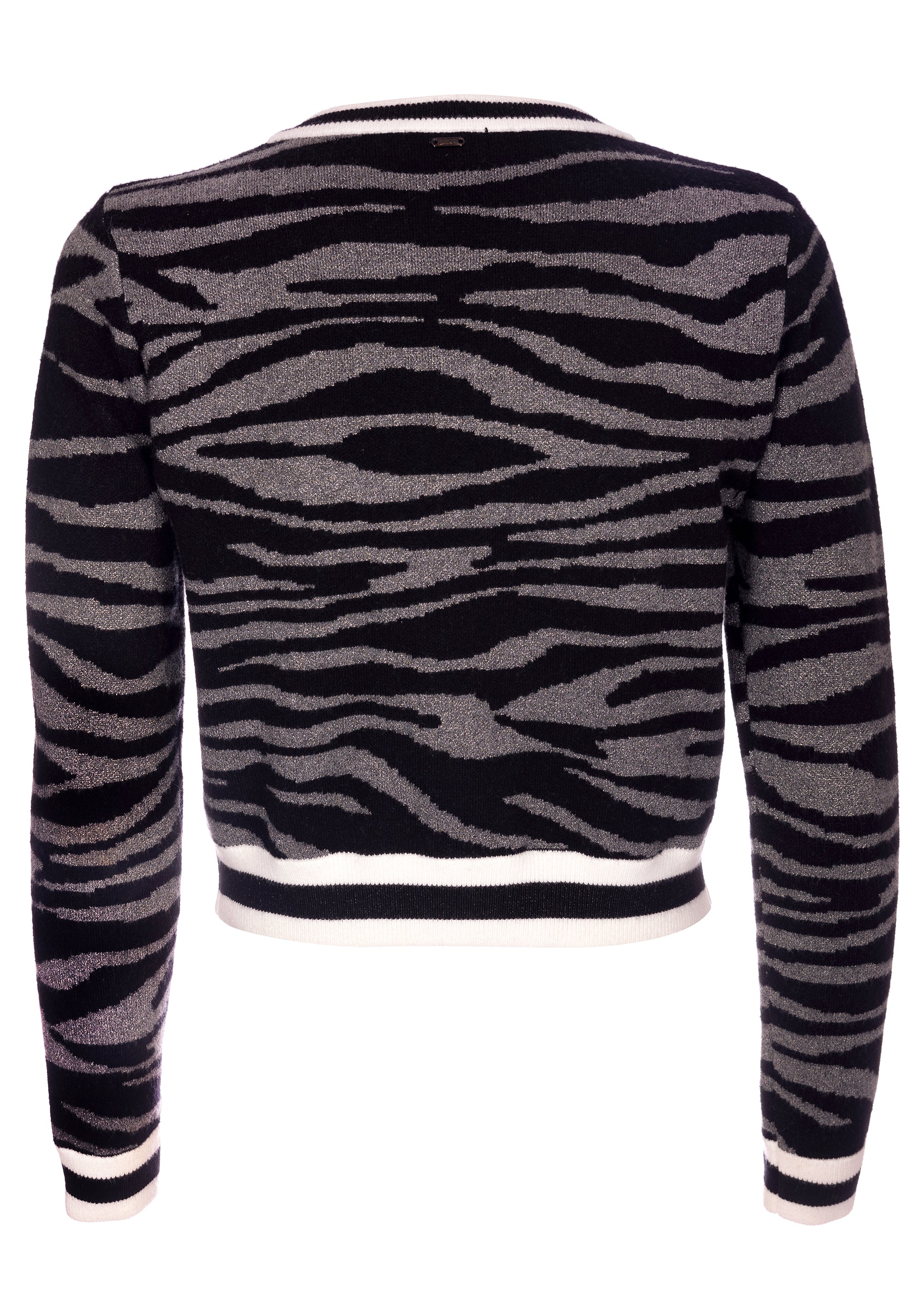Cardigan cropped in jacquard animalier
