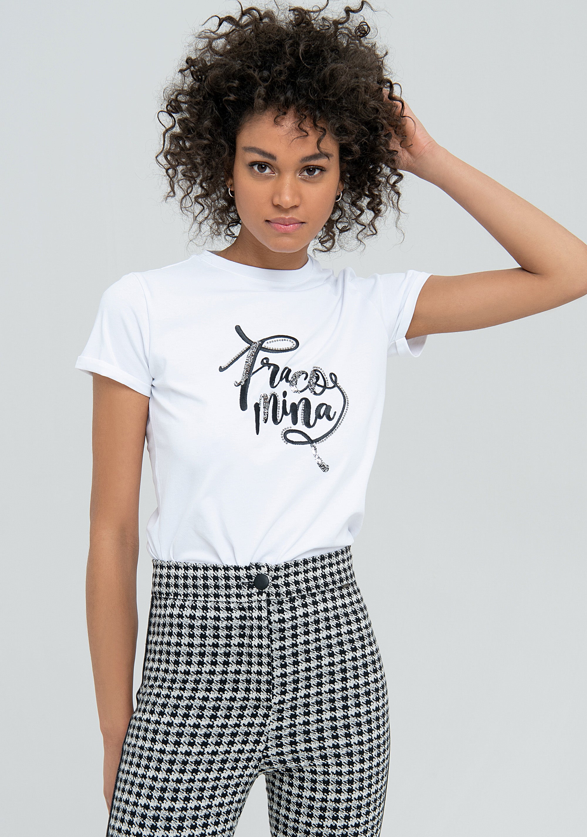 Leggings skinny in fantasia pied de poule