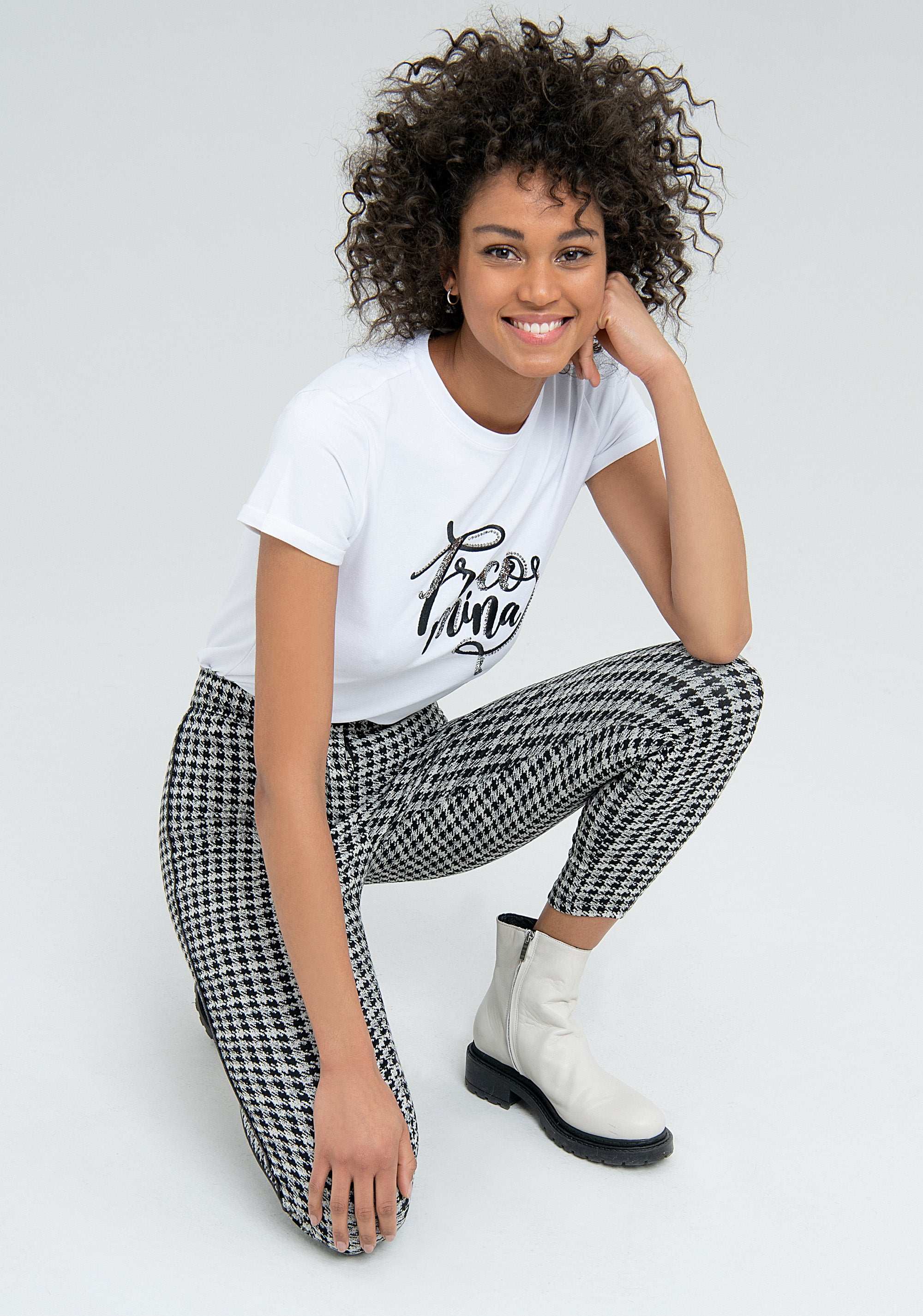 Leggings skinny in fantasia pied de poule