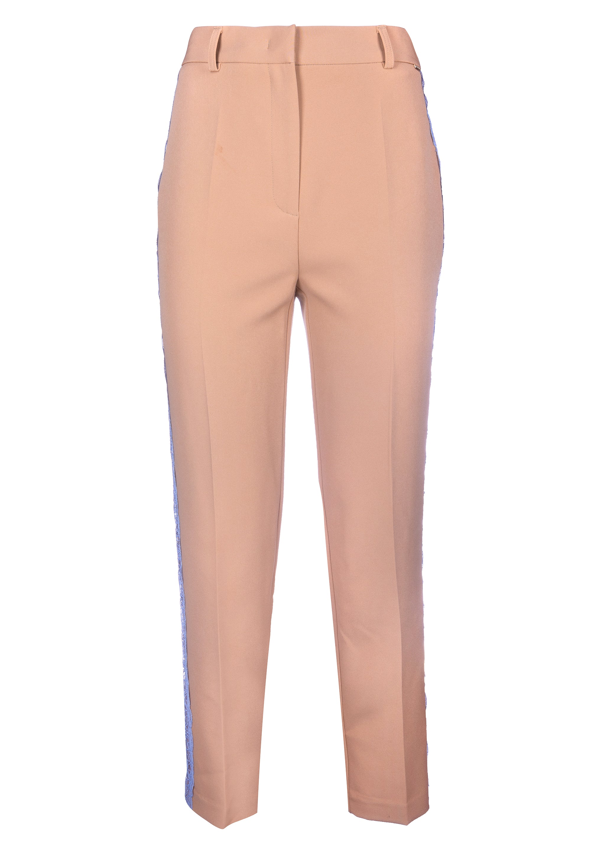 Pantalone regular con bande in pizzo