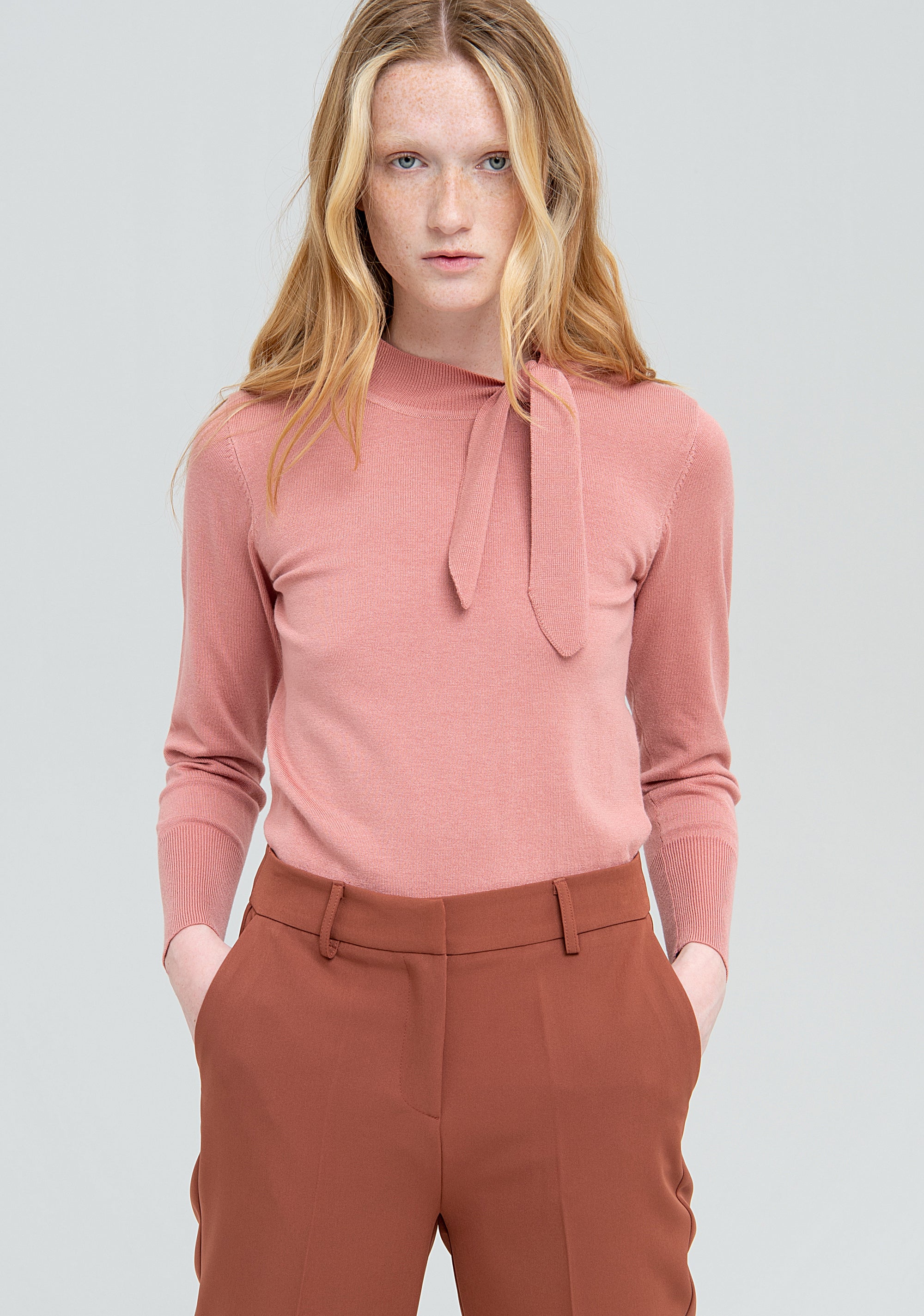 Pantalone chino regular in punto milano