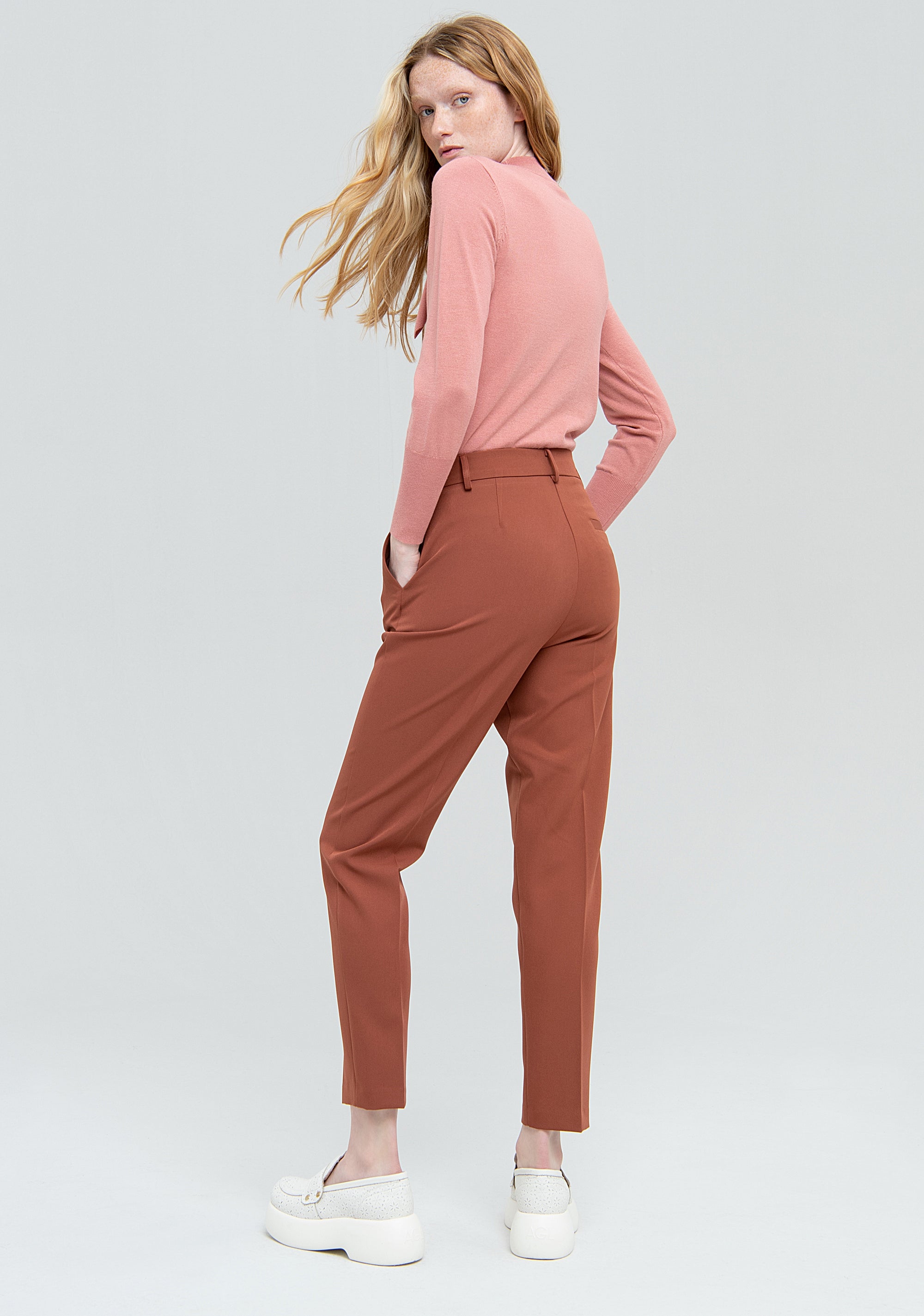 Pantalone chino regular in punto milano