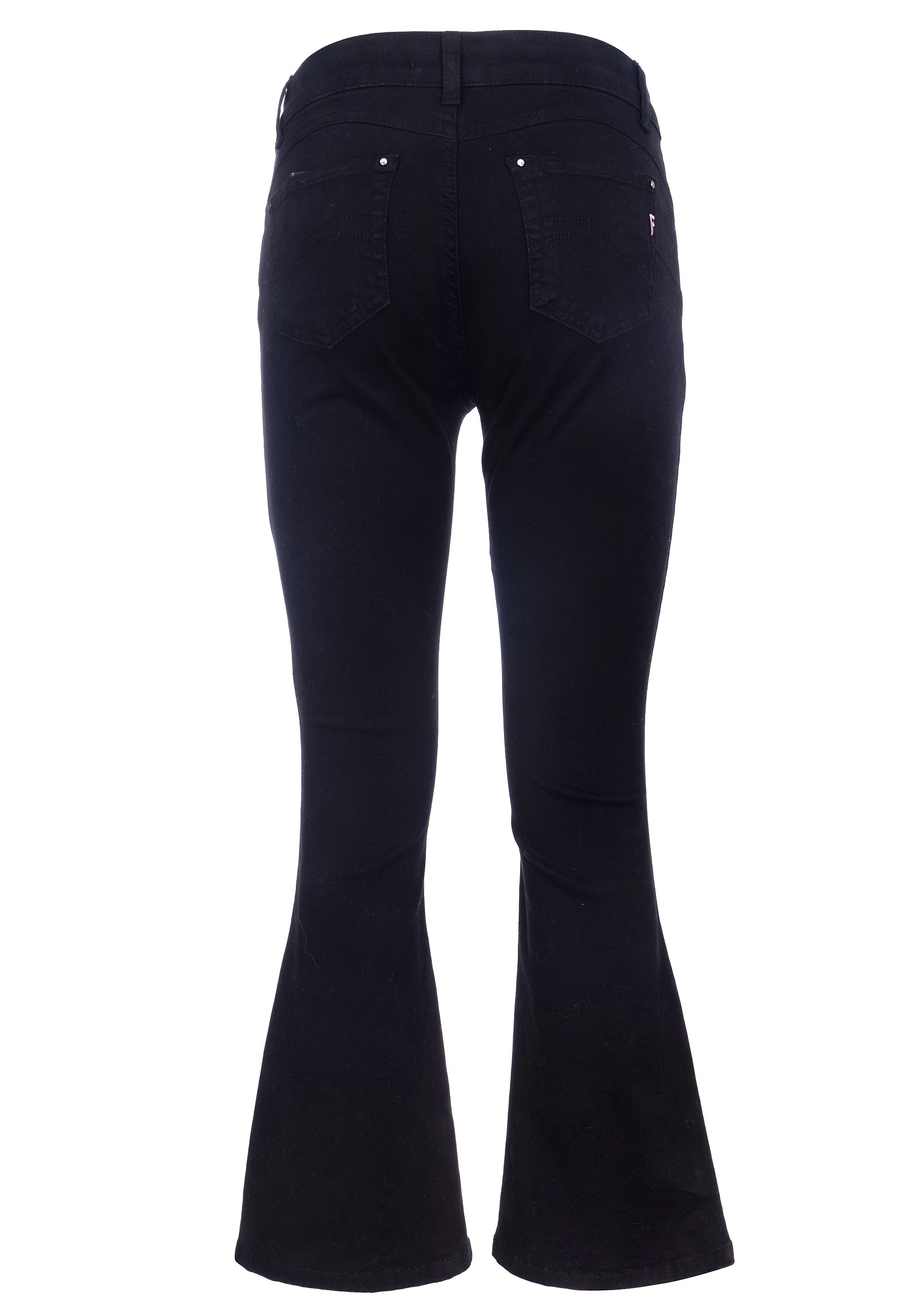 Pantalone bootcut cropped con portachiavi gioiello abbinato