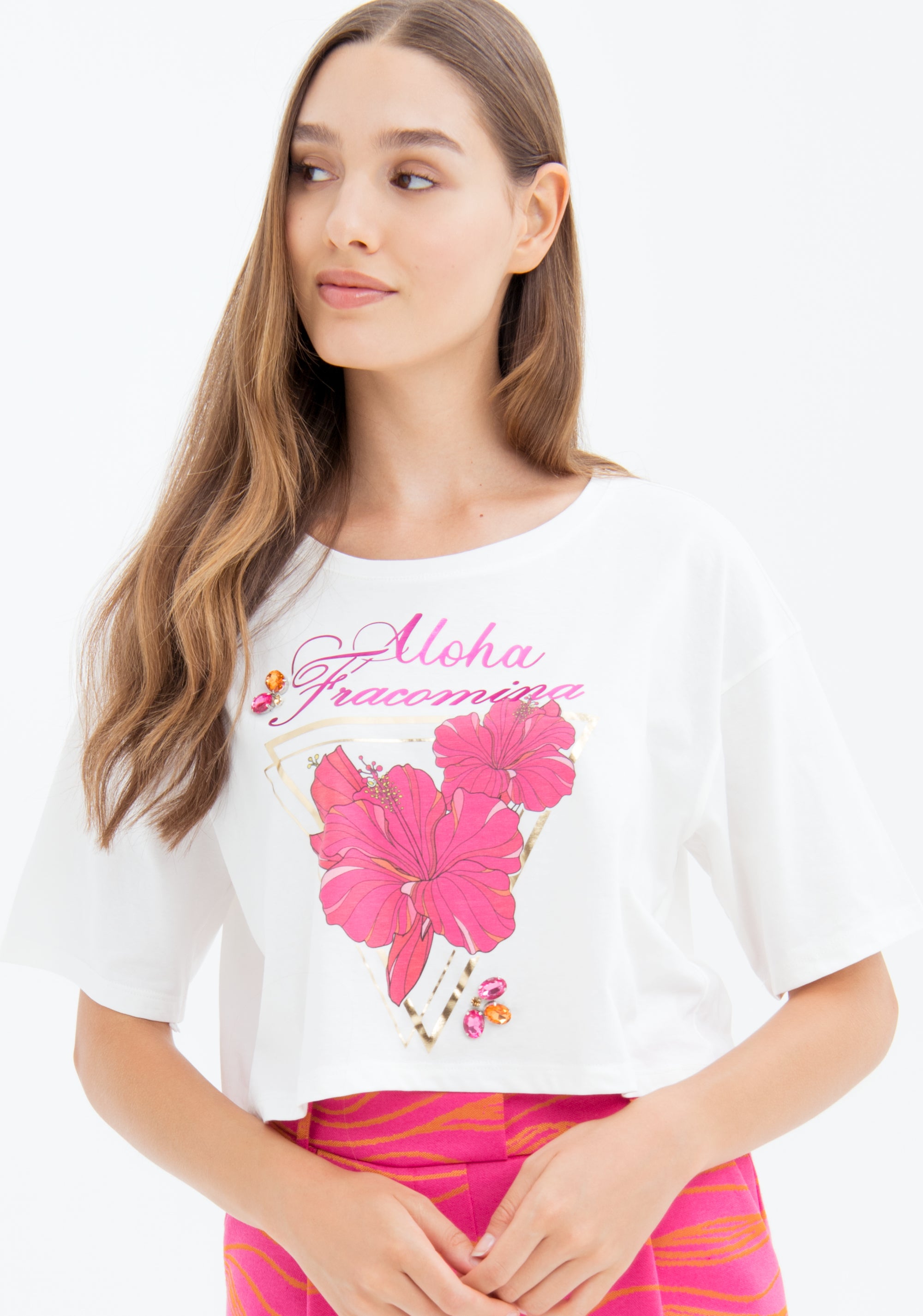 T-shirt cropped in jersey