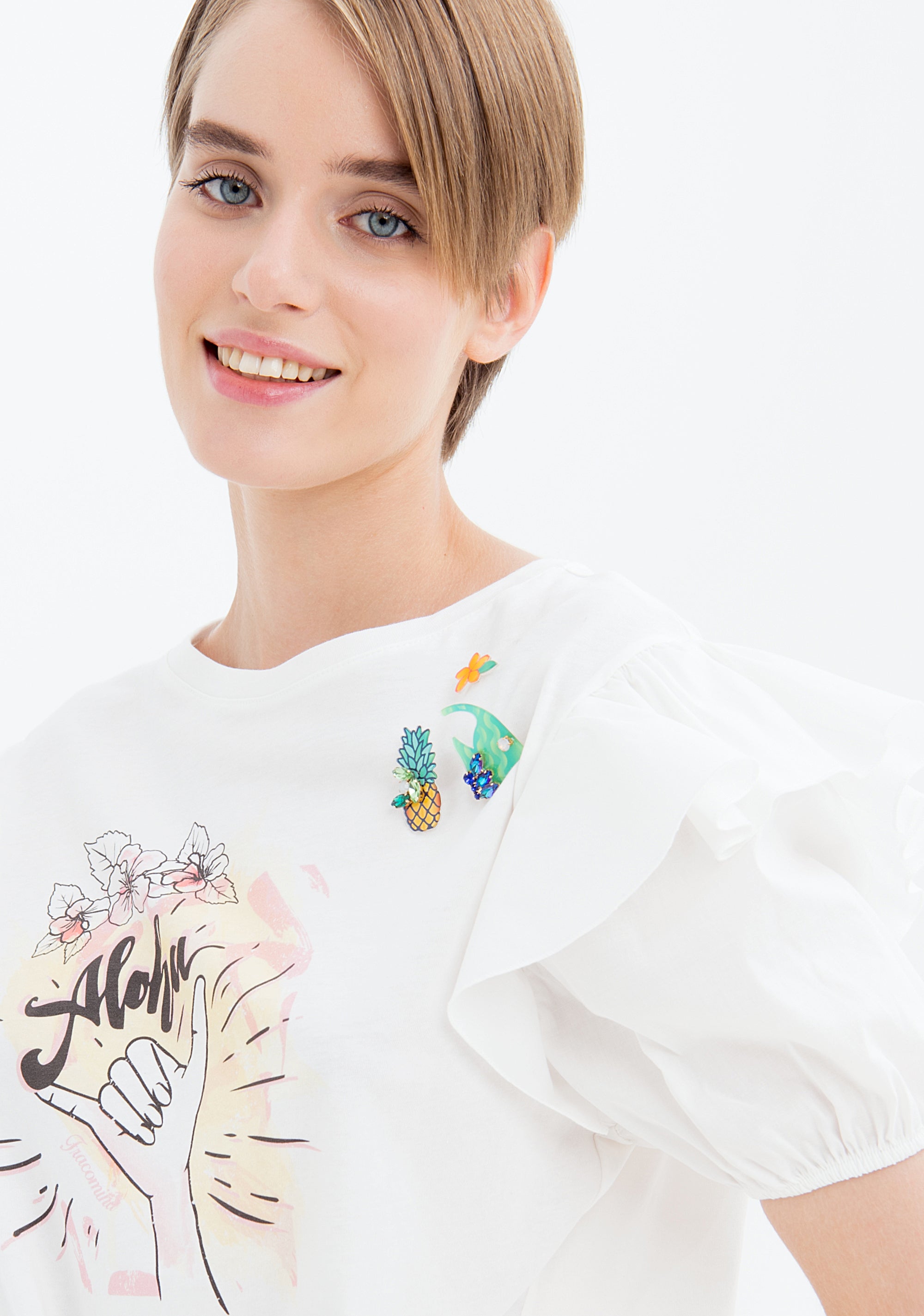 T-shirt cropped in jersey