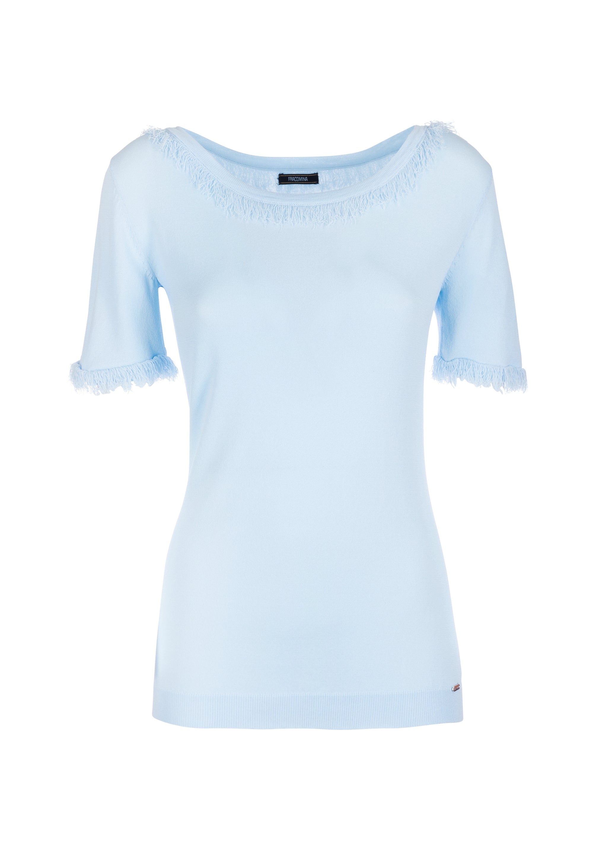Maglia slim con inserti di passamaneria con frange
