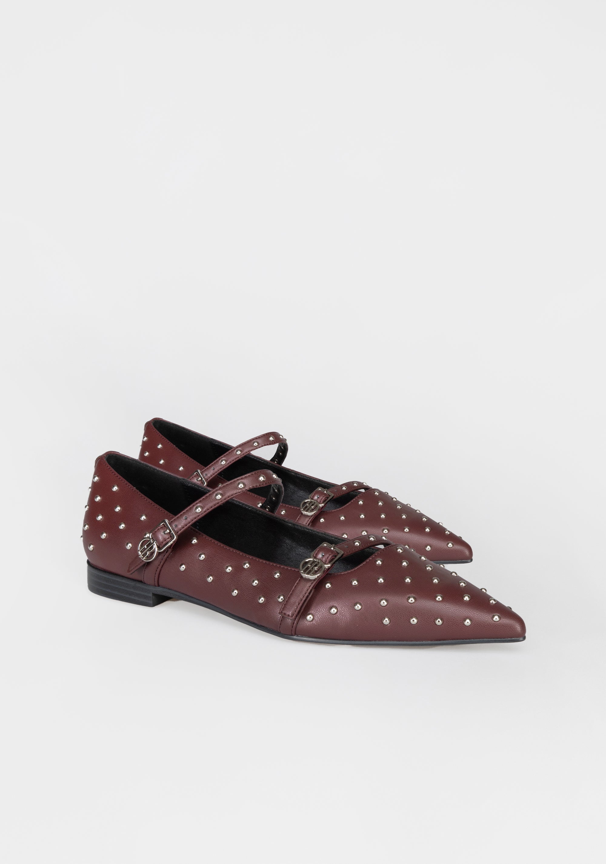 Mary Jane Flat con Borchie e Fibbie Metalliche