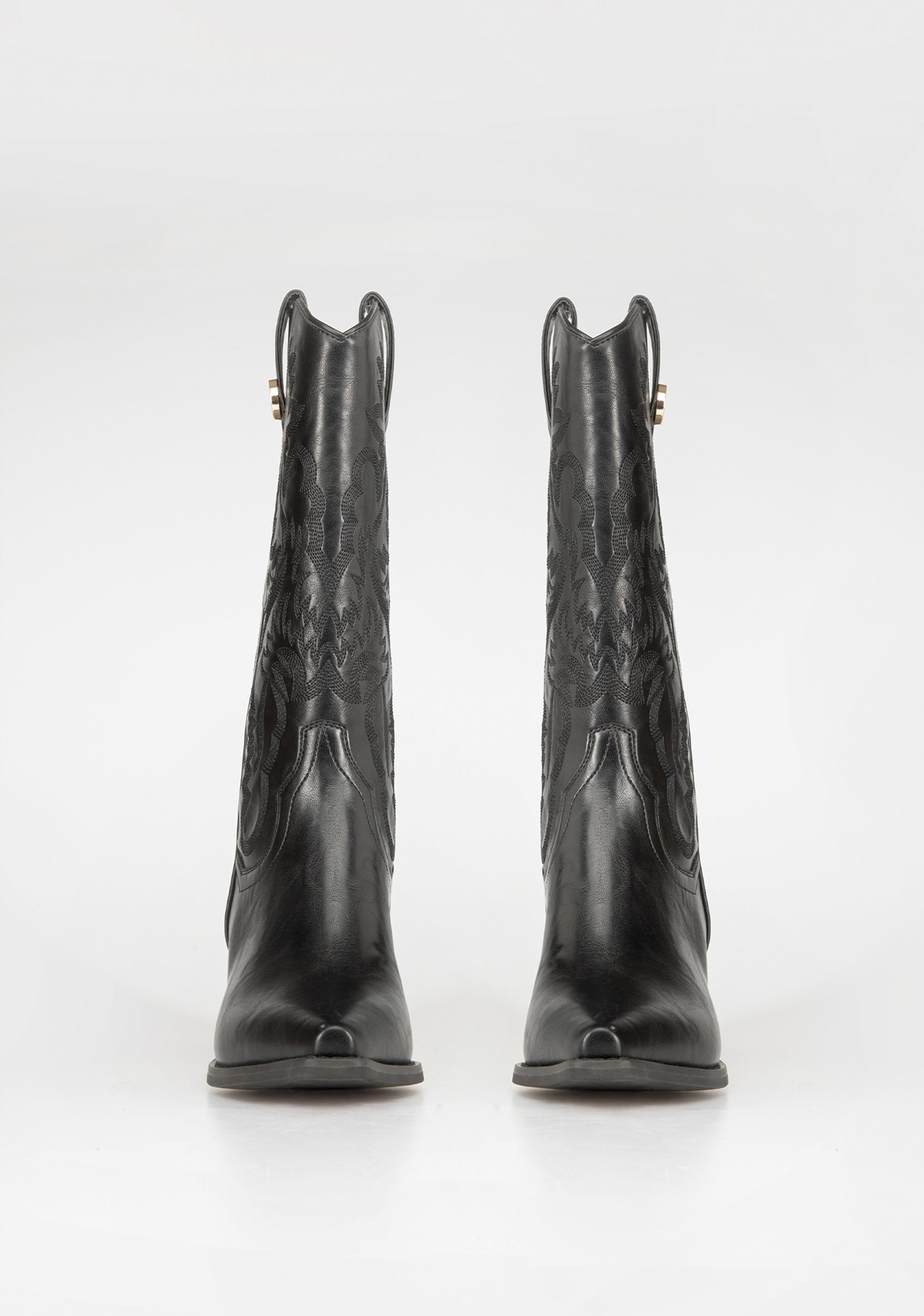 Stivali Camperos Alti con Ricami e Tacco Sculptured