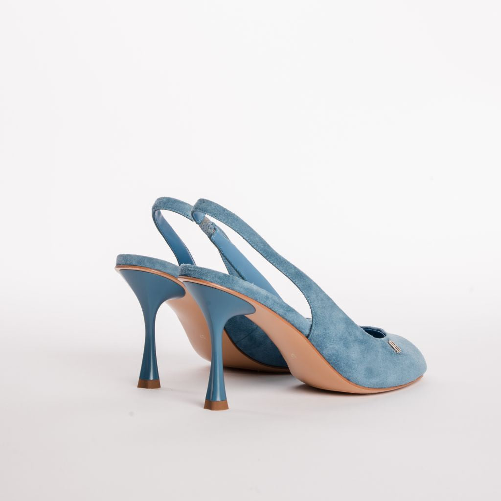 Décolleté Slingback Open-Toe in Suede con Tacco a Stiletto