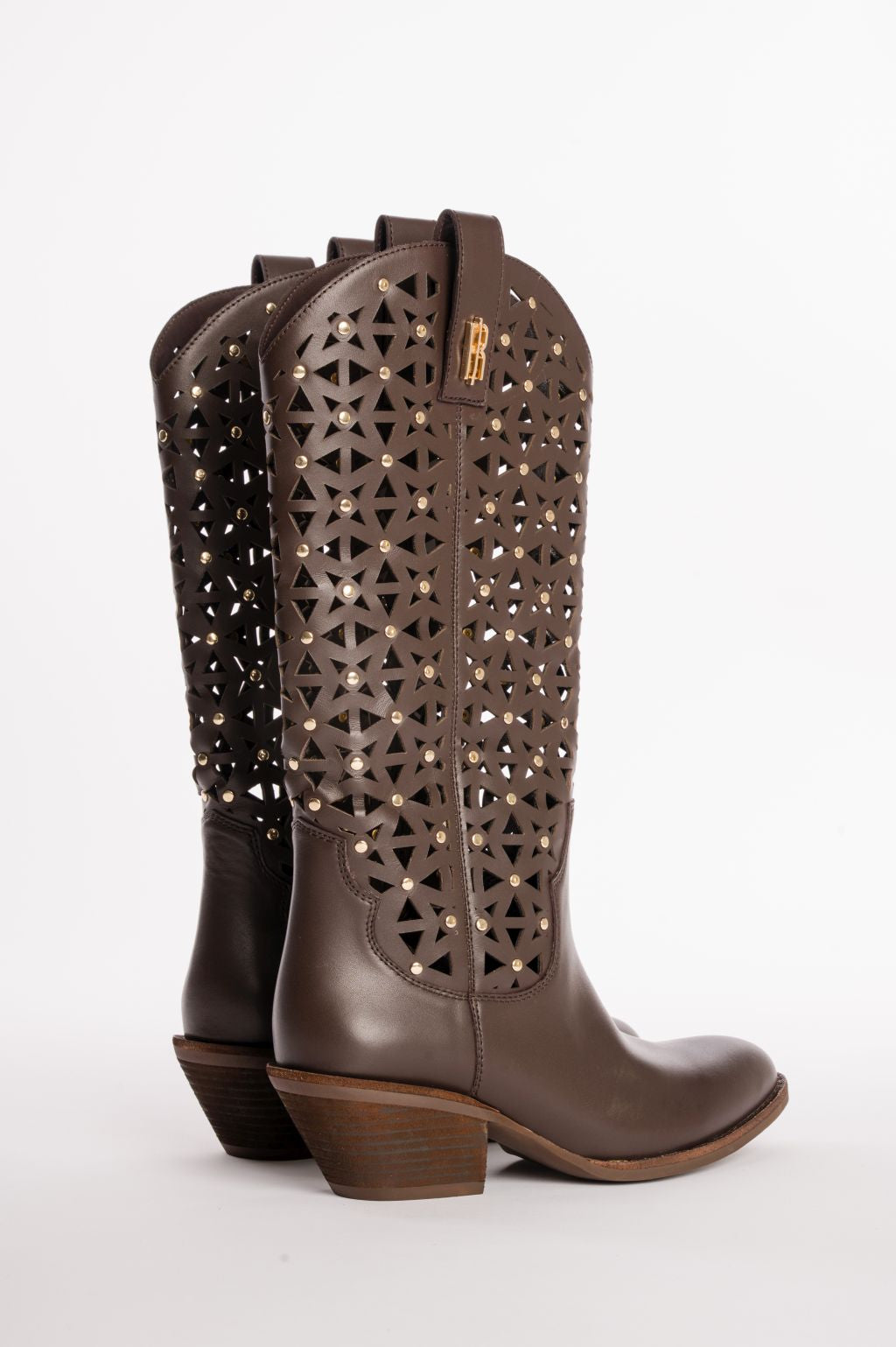 Stivali Texani "Laser-Cut" con Dettagli Borchiati
