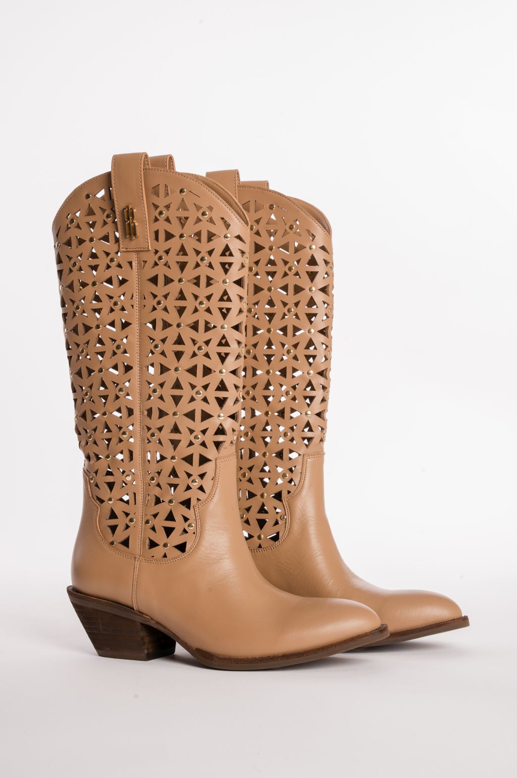 Stivali Texani "Laser-Cut" con Dettagli Borchiati