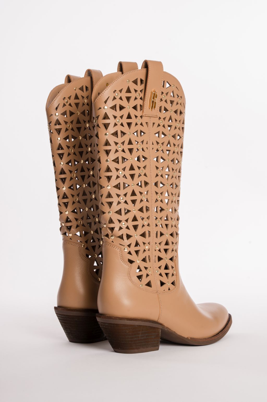 Stivali Texani "Laser-Cut" con Dettagli Borchiati