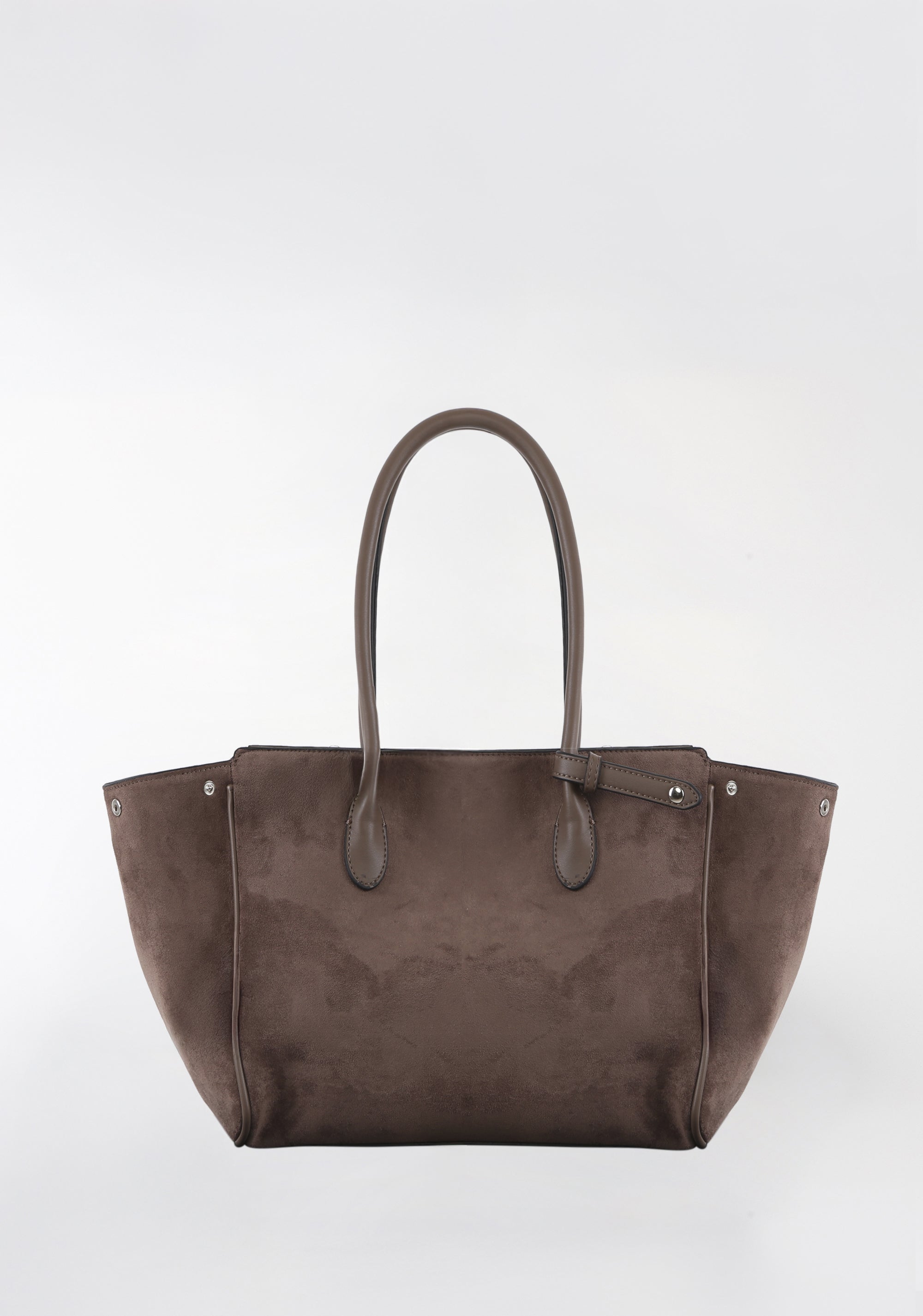 Borsa Tote Strutturata in Suede Sintetico Color con Dettagli Metallici