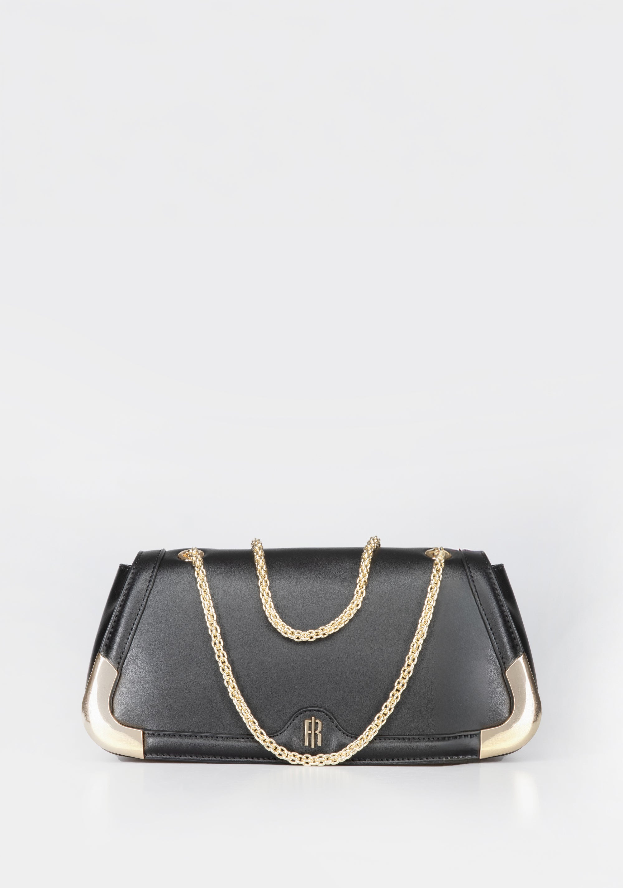 Borsa Clutch con Dettagli Metallici e Catena Dorata