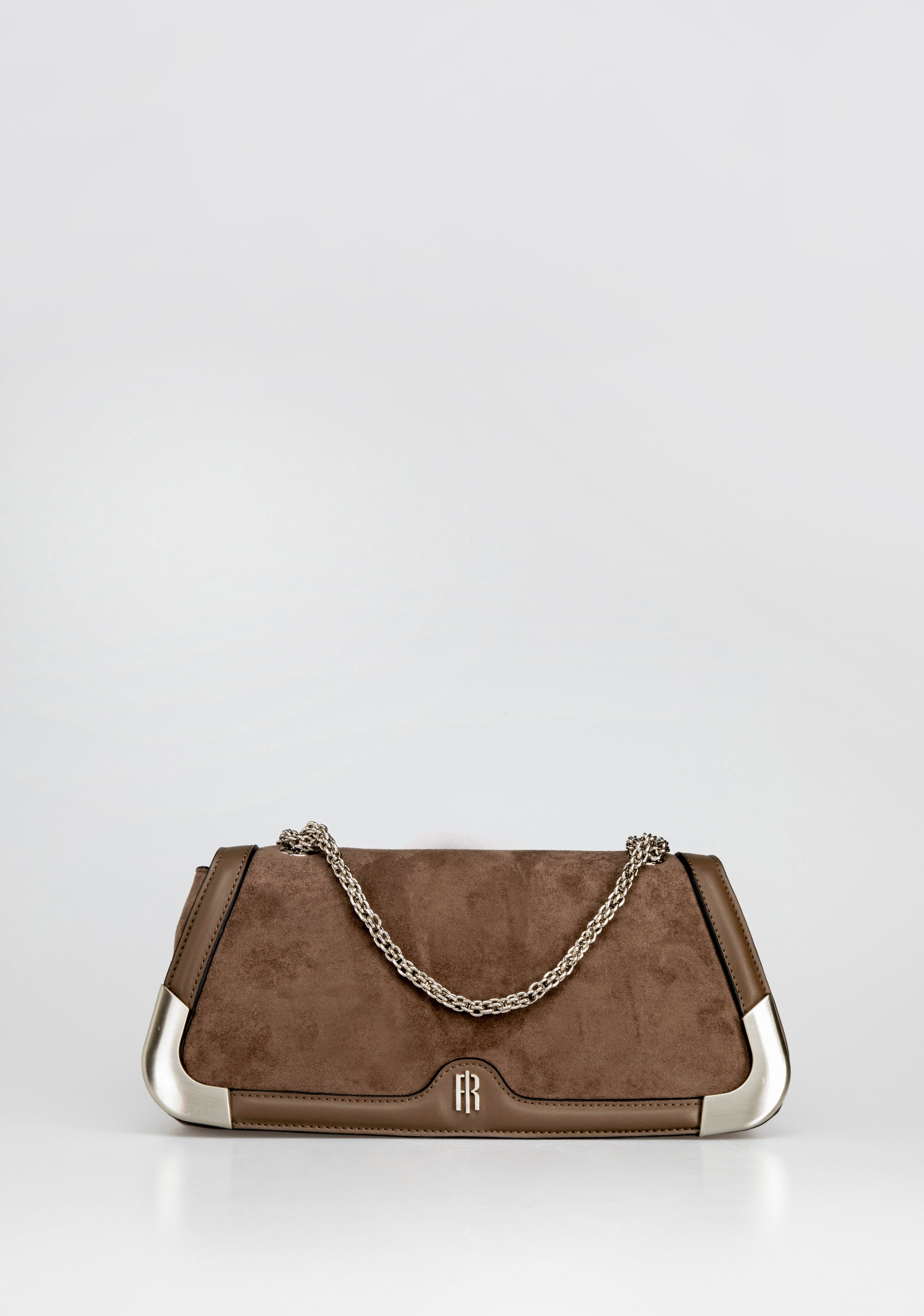 Borsa Clutch Tracolla Minimal con Logo FR Dorato